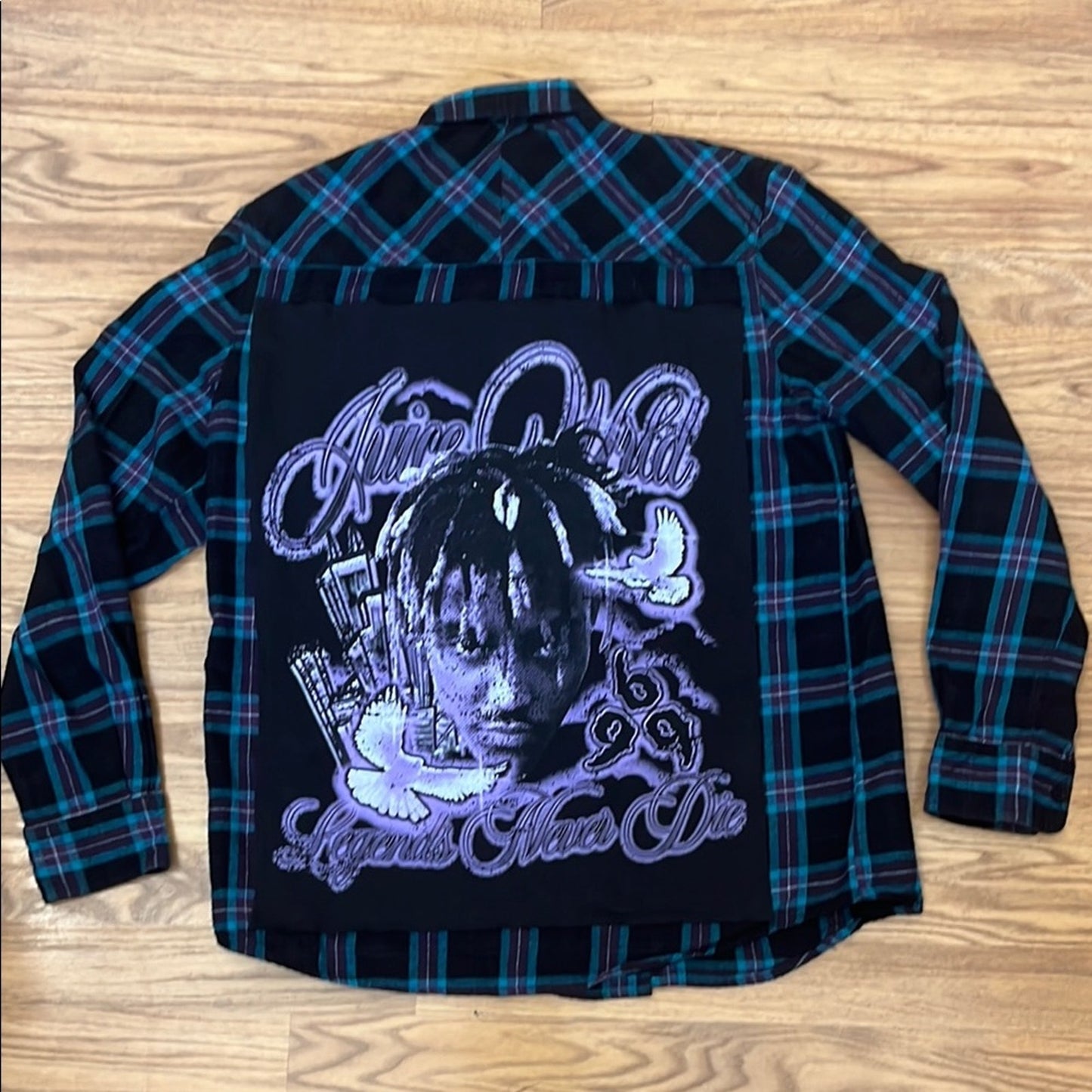 Juice World Upcycled Flannel Shirt Unisex Size Large L