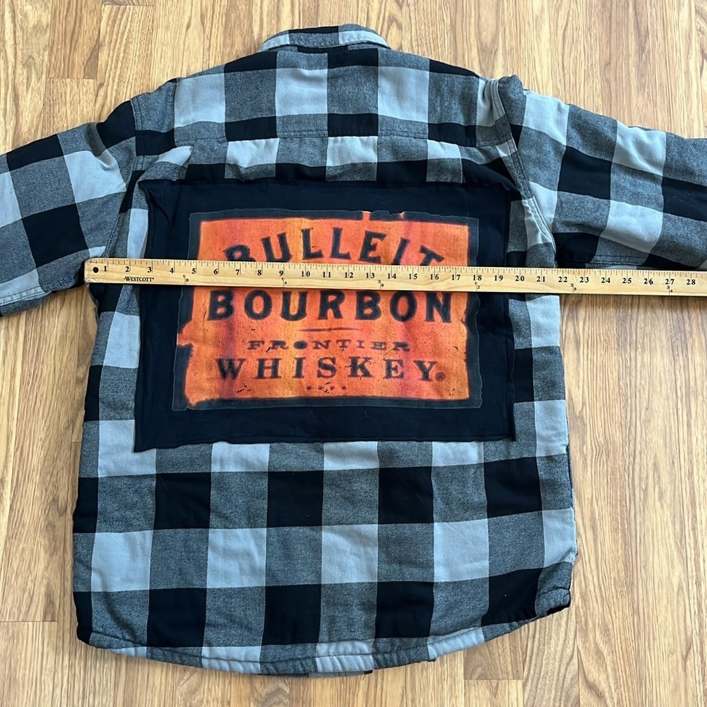 Bulleit Bourbon Wrangler Flannel Jacket upcycled size Medium