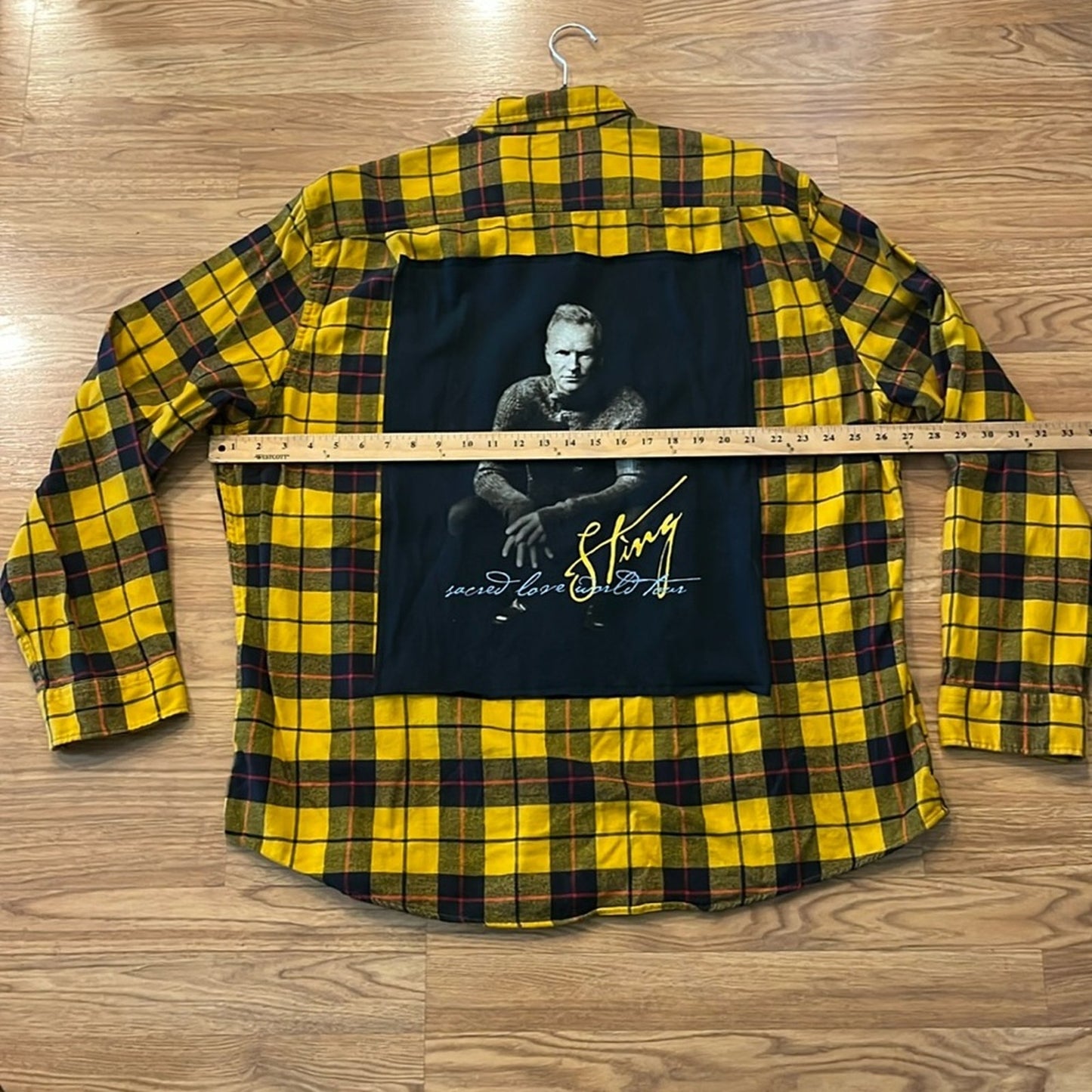Sting Upcycled Flannel Shirt Handmade Unisex Size XXL 2XL