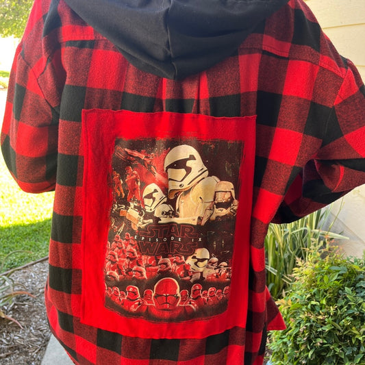 Star Wars Flannel shirt upcycled one of a kind size large with zipper large