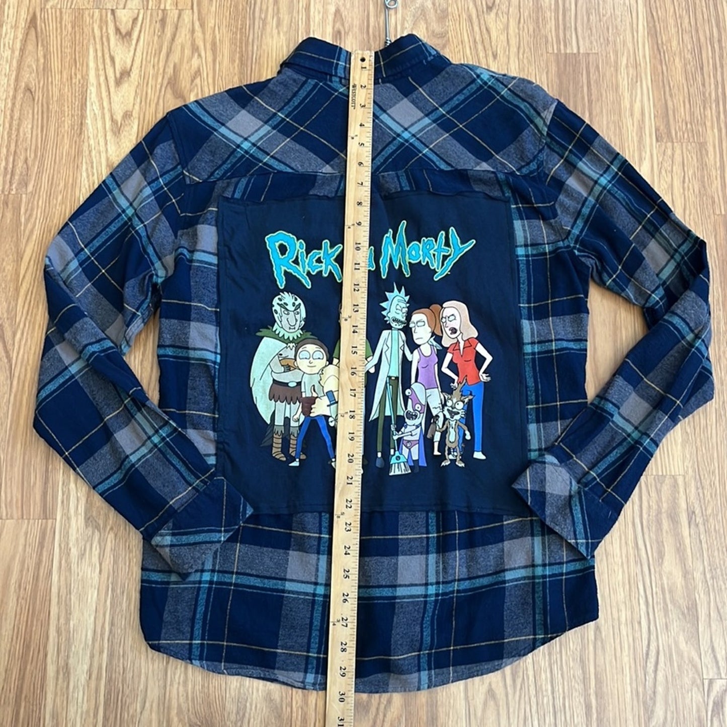 Rick and Morty Flannel Shirt upcycled one of a kind unisex Medium