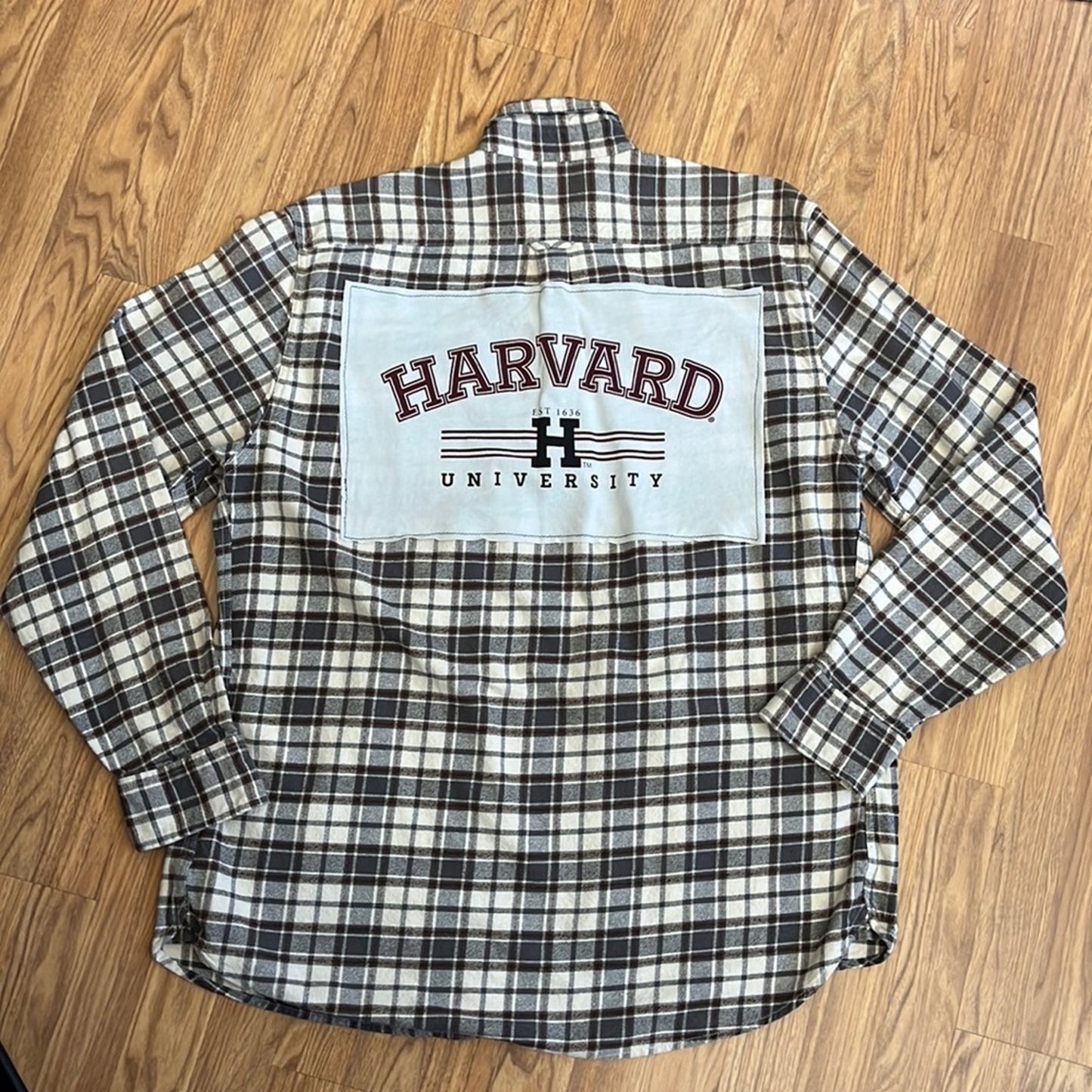 Harvard University Flannel Shirt upcycled one of a kind size XL