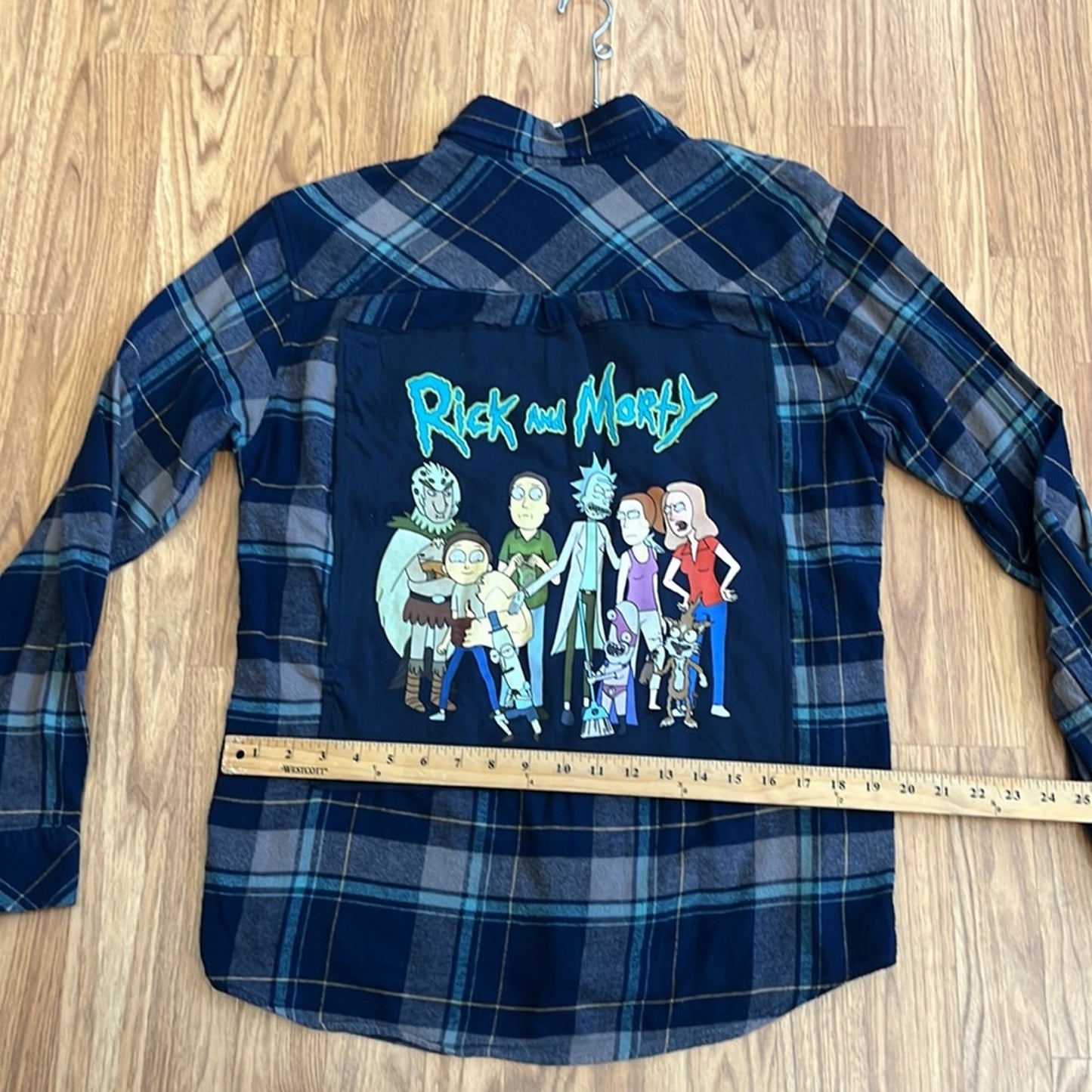 Rick and Morty Flannel Shirt upcycled one of a kind unisex Medium