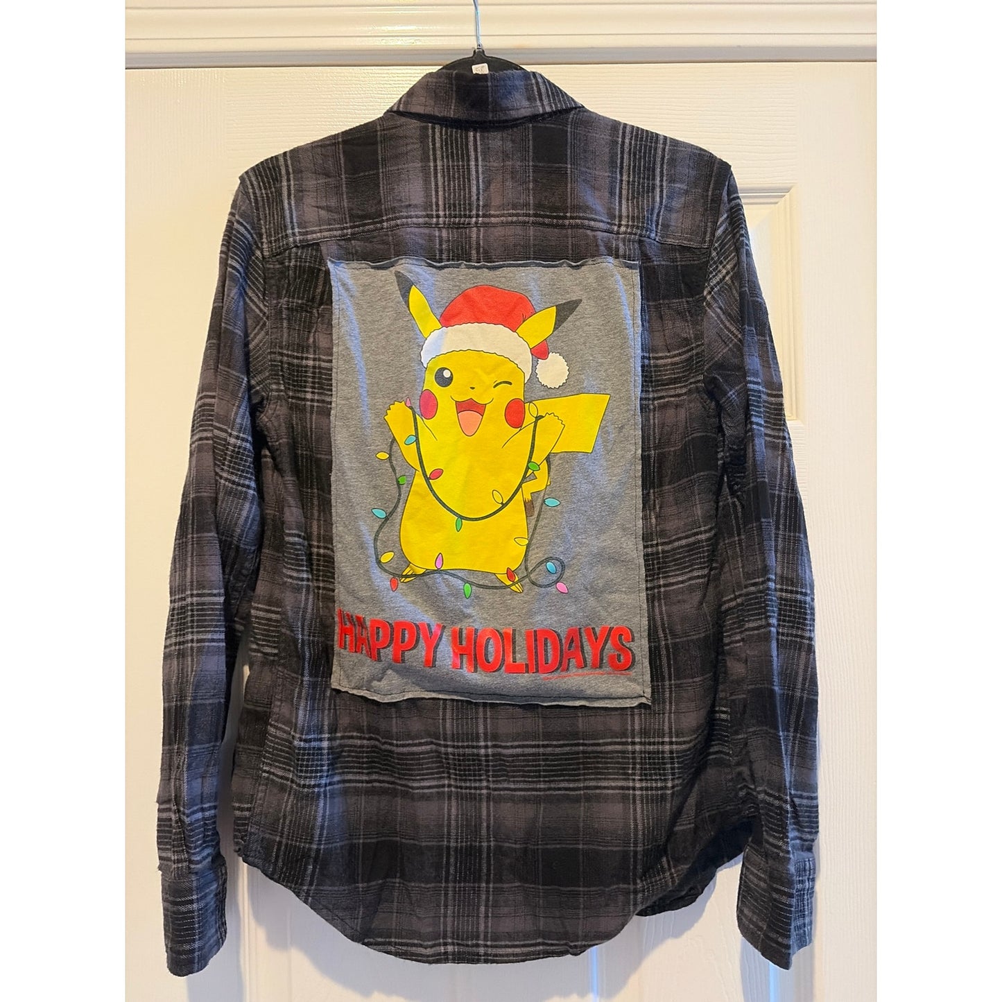 Pokemon Upcycled Christmas Flannel Shirt Unisex Size XS X-small