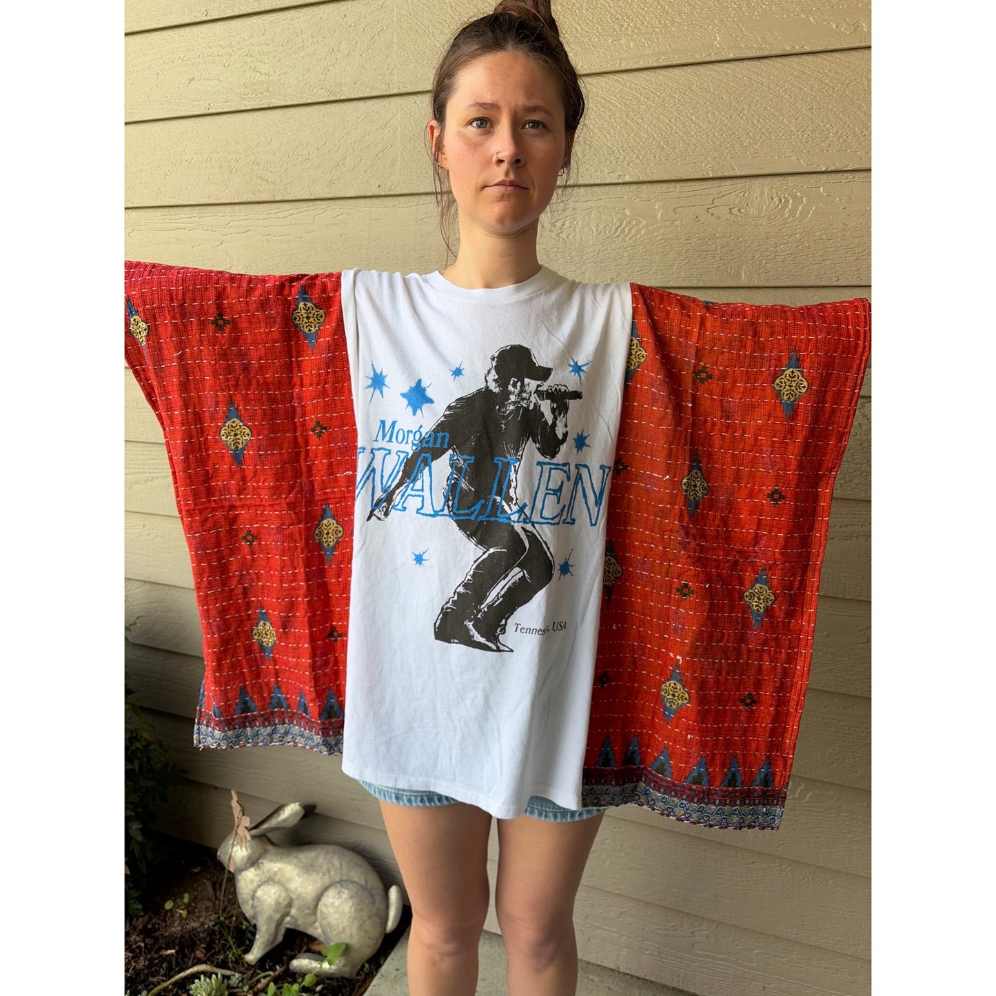 Morgan Wallen Upcycled Kantha Tunic Top Shirt OS Handmade Boho Hippie