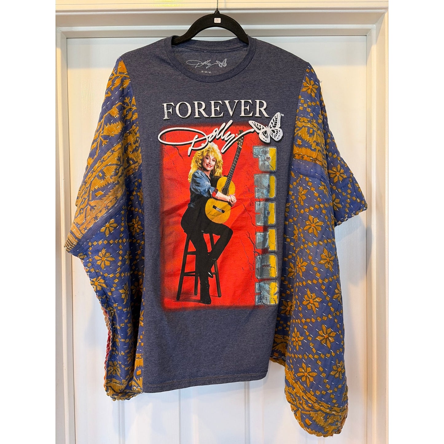 Dolly Parton Upcycled Kantha Tunic Top Shirt OS Handmade Boho