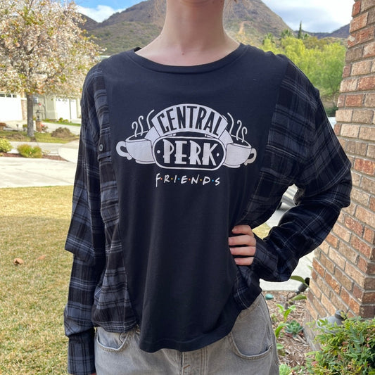 Friends TV Show Upcycled Flannel Shirt / Sweatshirt one size
