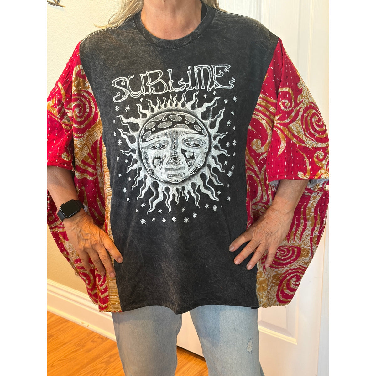 Sublime Upcycled Kantha Tunic Top Shirt OS Handmade Boho