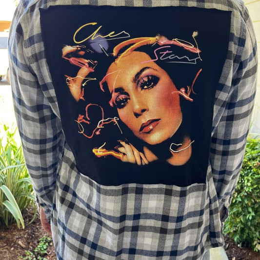 Cher Flannel shirt upcycled one of a kind unisex medium M