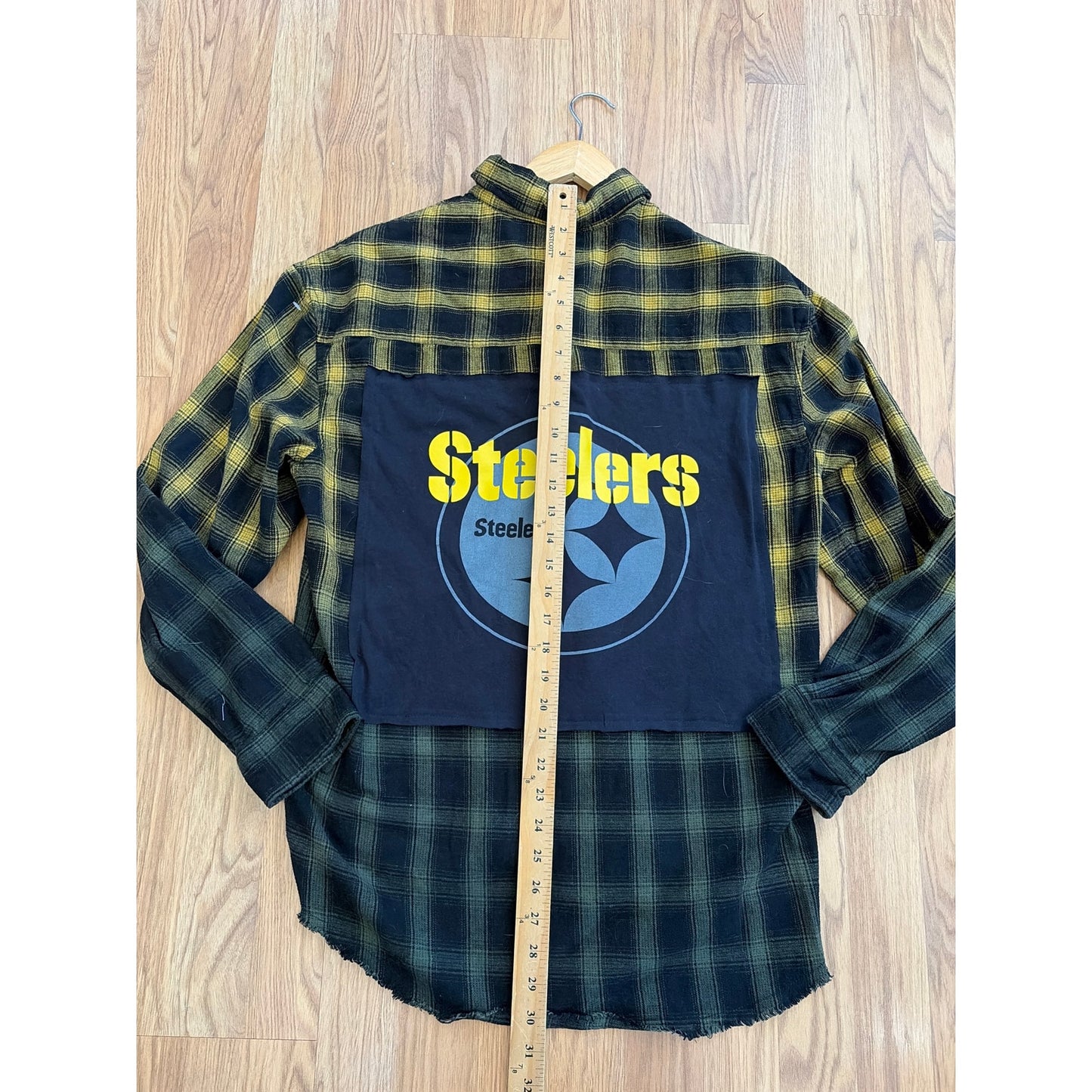Steelers Upcycled Flannel Shirt Unisex Size Medium M