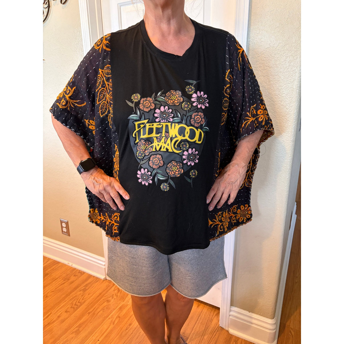 Fleetwood Mac Upcycled Kantha Tunic Top Shirt OS Handmade Boho