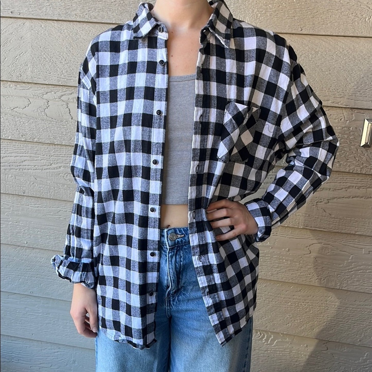 Friends TV Show Upcycled Flannel Shirt Unisex Size XL X-large