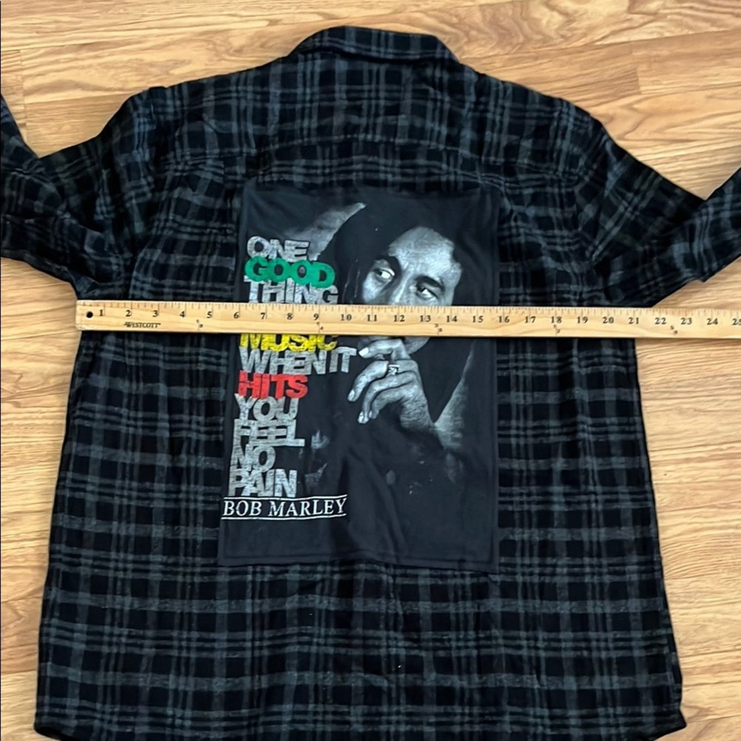 Bob Marley Flannel Shirt upcycled unisex Size Medium M