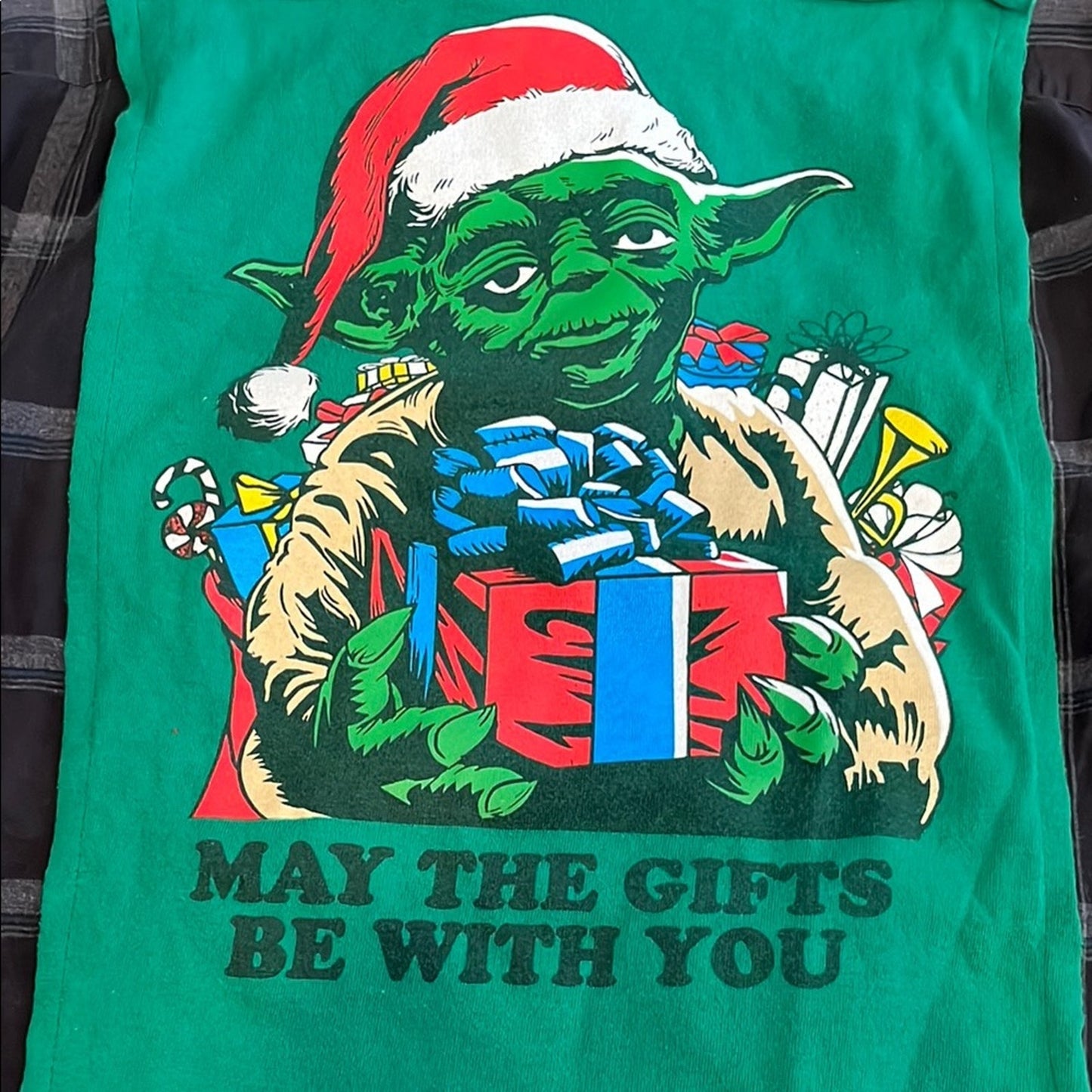 Star Wars Yoda Christmas Upcycled Flannel Shirt American Eagle Unisex XL X-large