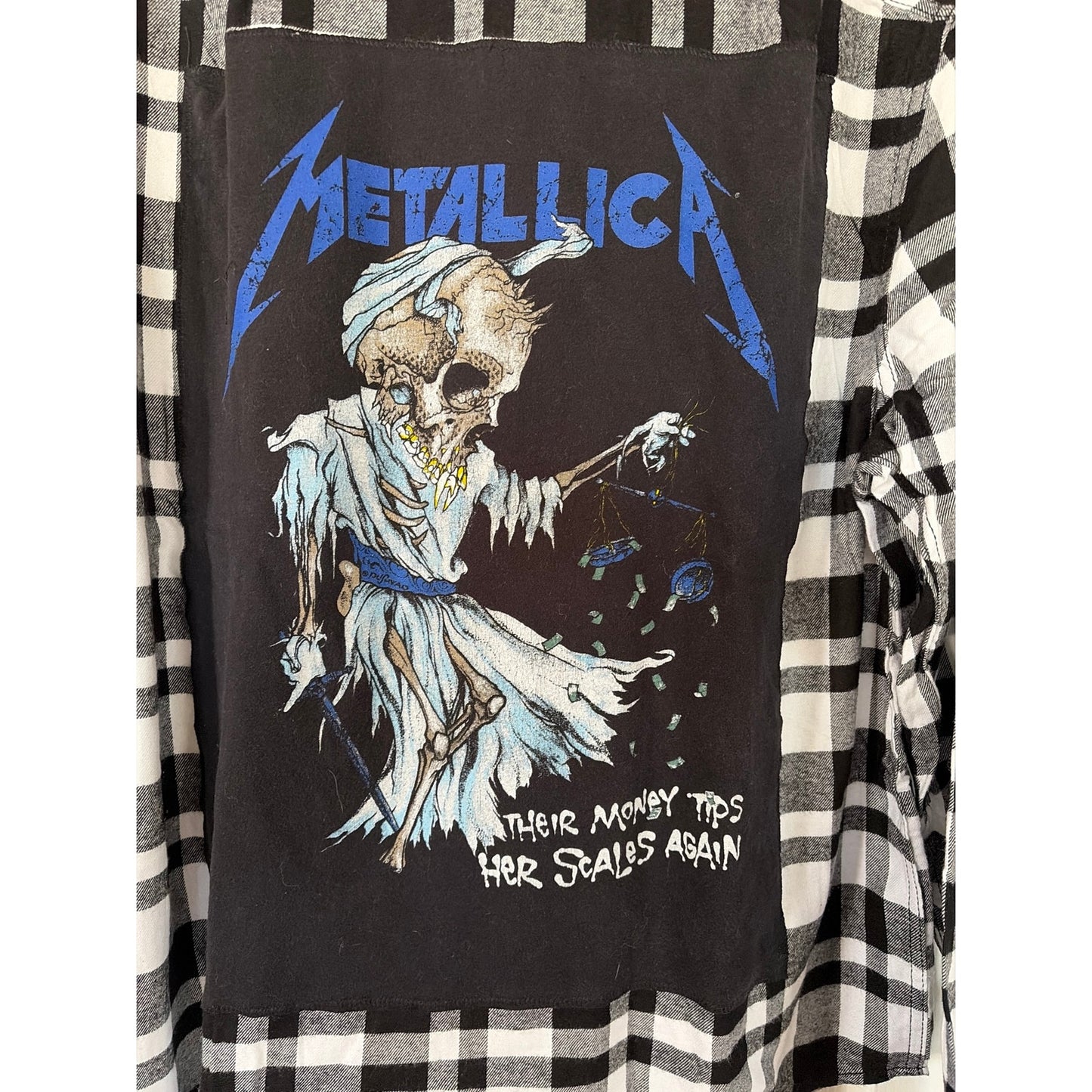 Metallica Upcycled Flannel Shirt unisex Size XLT  XL Tall