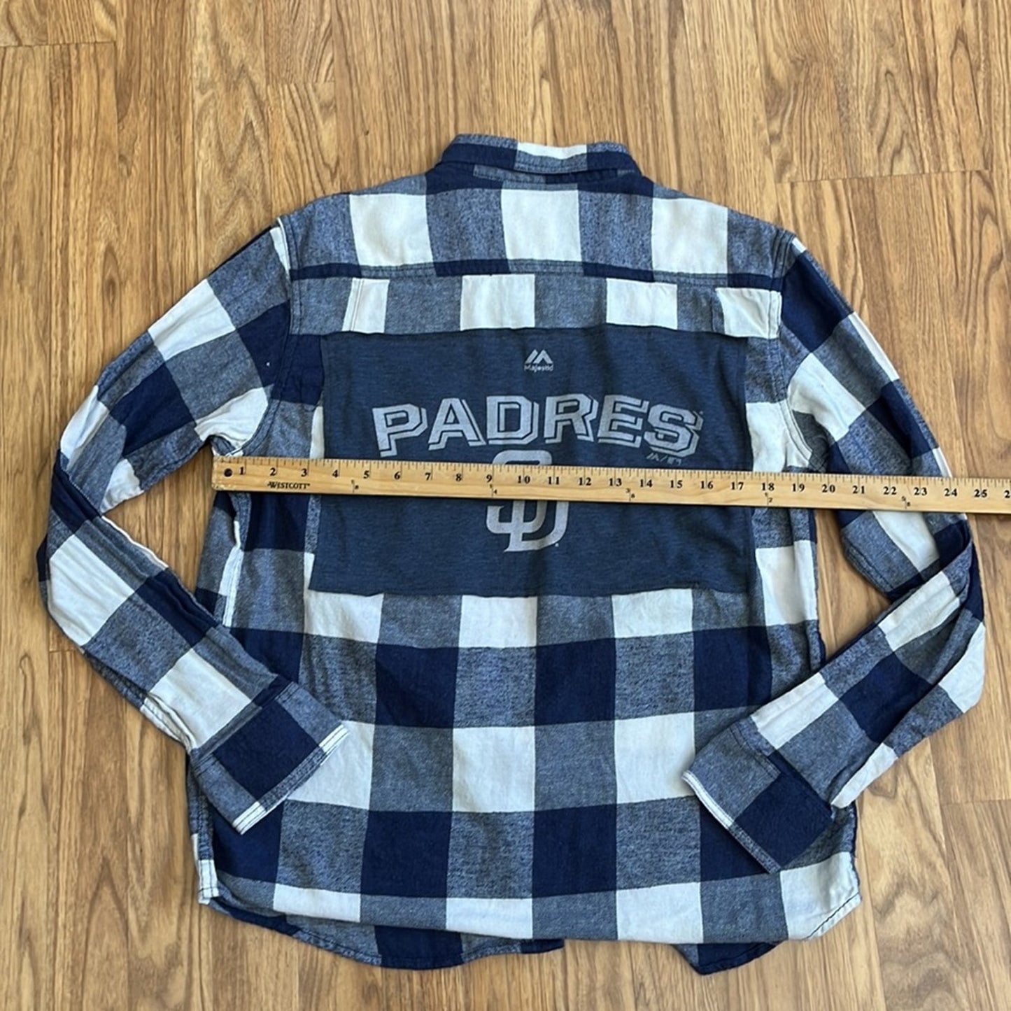 San Diego Padres Baseball Flannel Shirt upcycled one of a kind size Medium