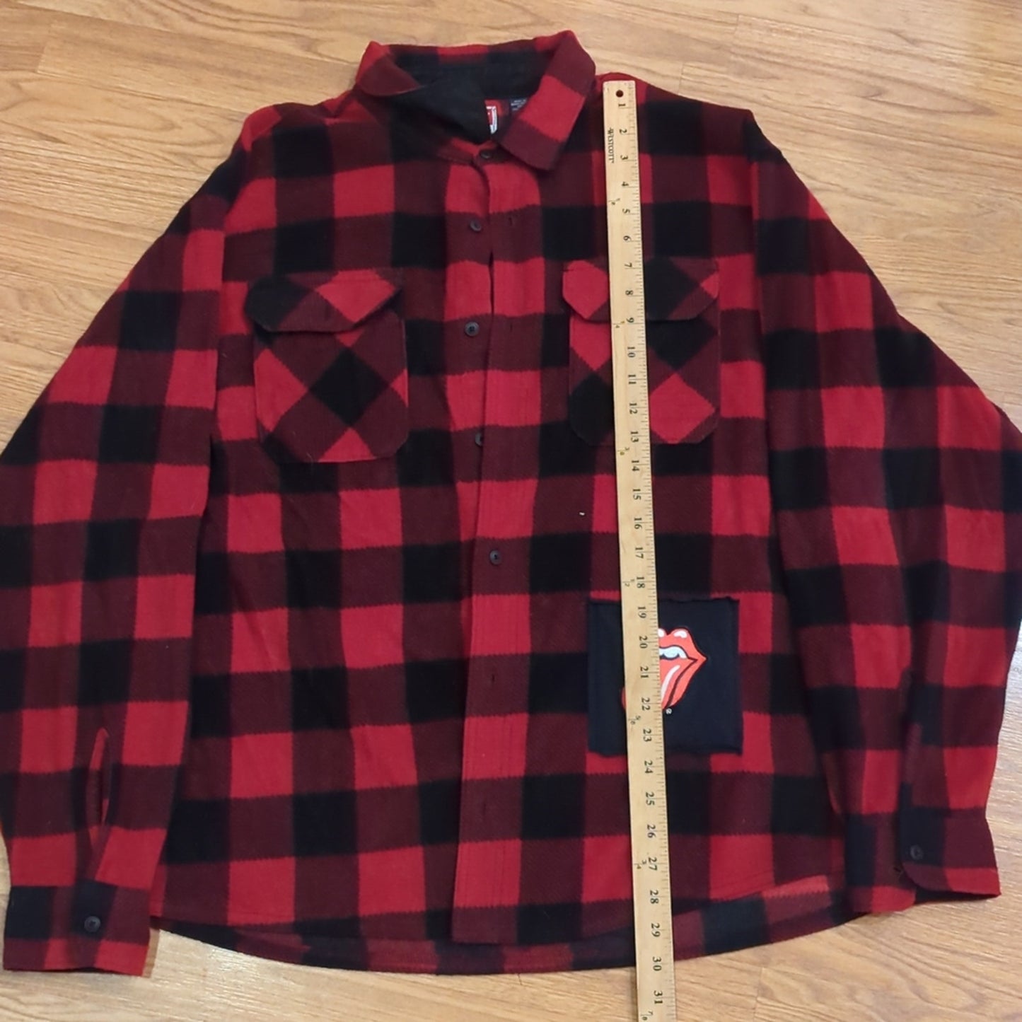 Christmas Firetruck Upcycled Fleece jacket / shirt  Size 2XL