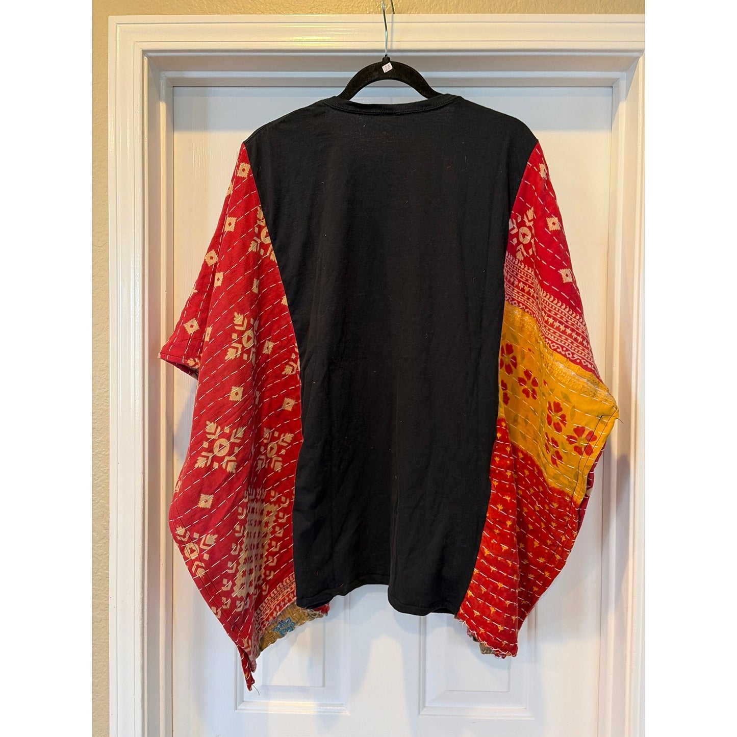 Ghost Face Upcycled Kantha Tunic Top Shirt OS Handmade Boho