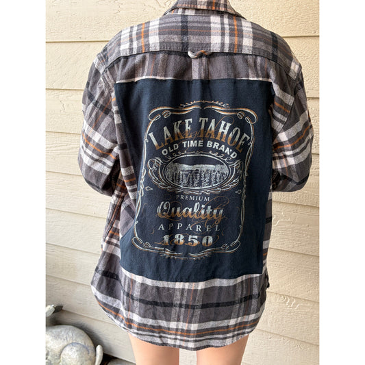 Lake Tahoe Upcycled Flannel Flannel Shirt Unisex Size Medium M