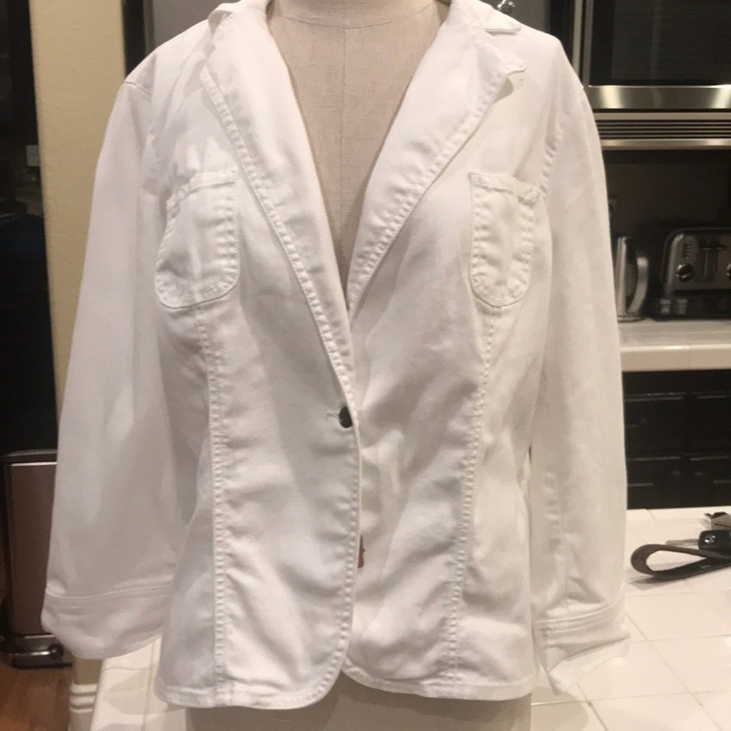 MLB Angels Baseball  jacket denim white upcycled one of a kind size 16