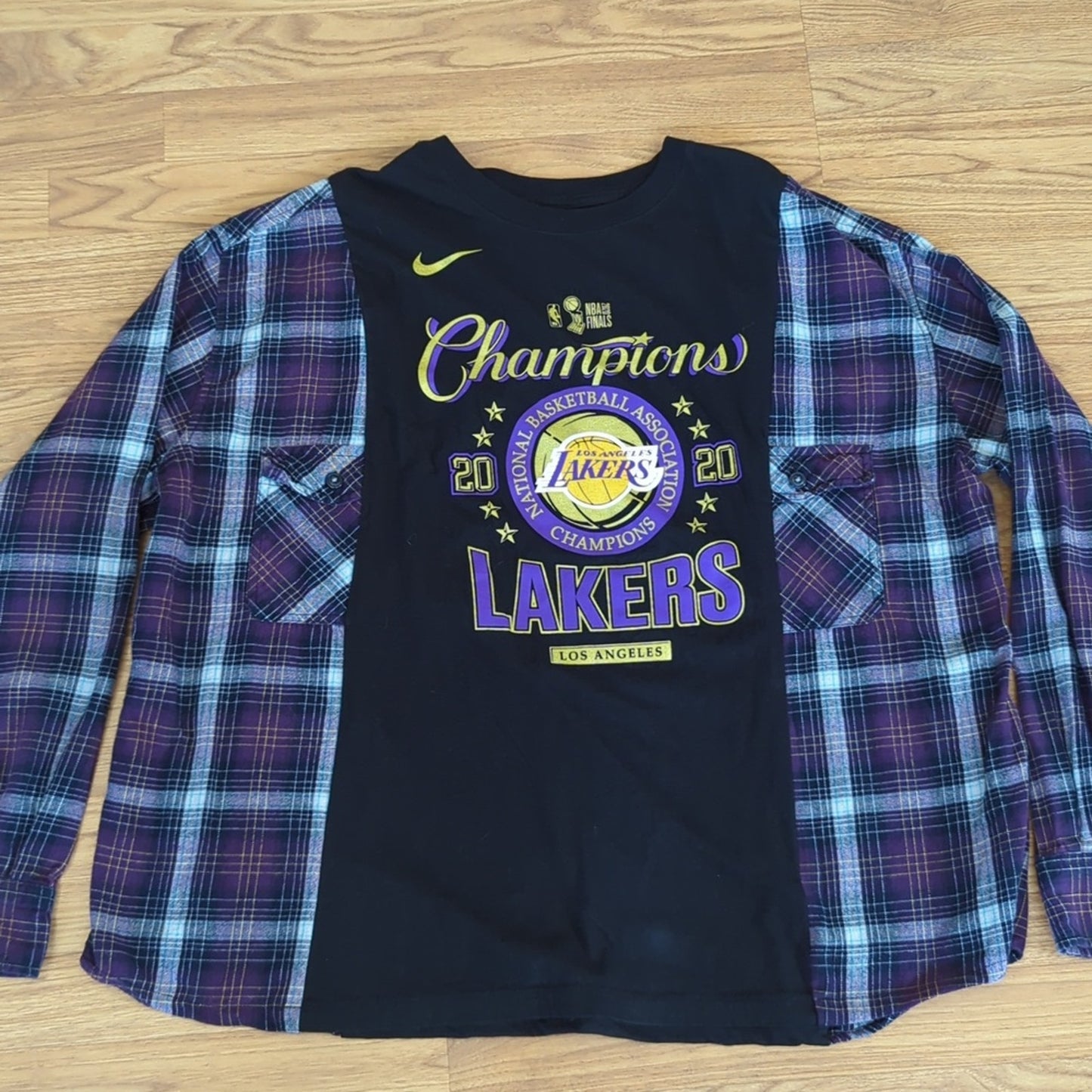LA Lakers 2020 Champions Upcycled Flannel Shirt One of a kind reworked unisex
