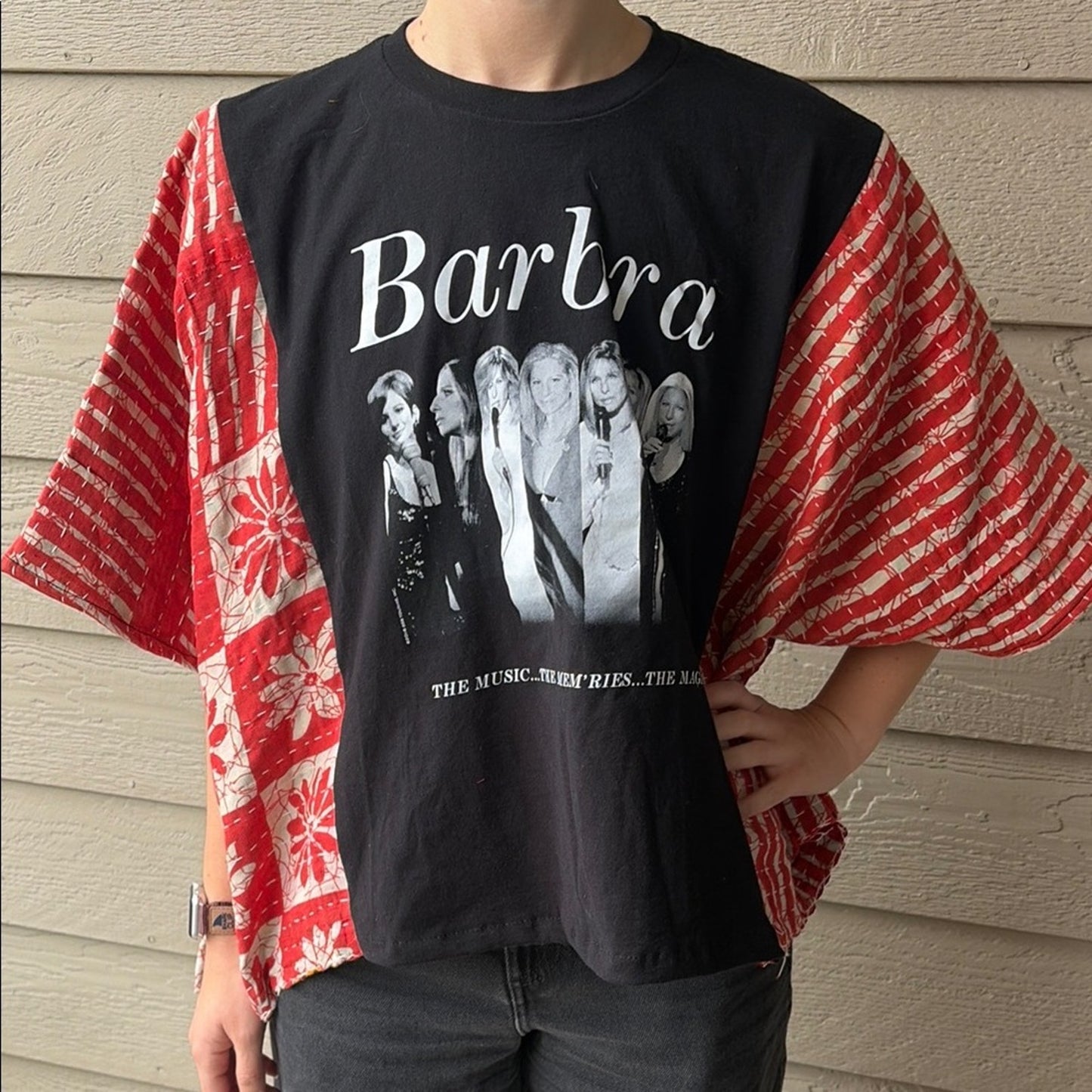 Barbara Streisand Upcycled Kantha Tunic Top Shirt OS Handmade Bohemian Hippie
