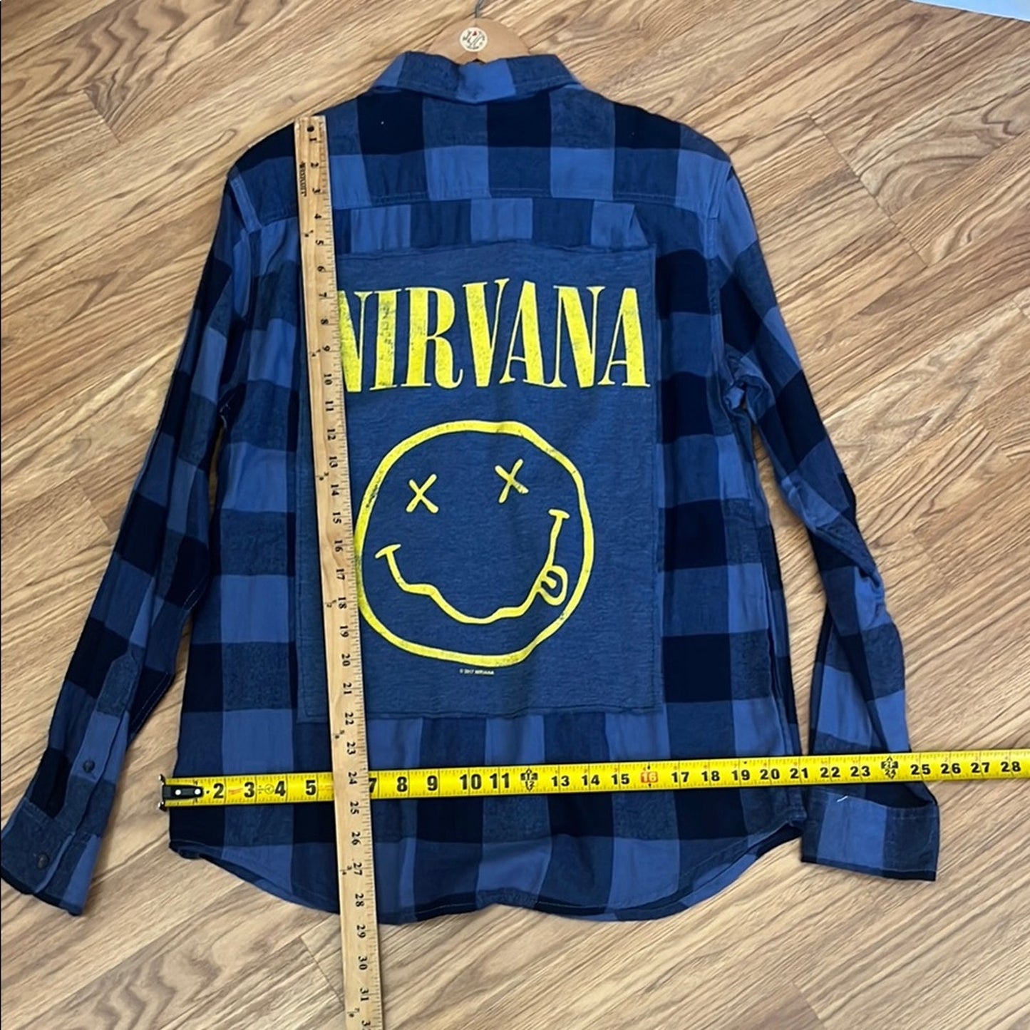 Nirvana Upcycled Flannel Shirt Handmade Unisex Size Medium M