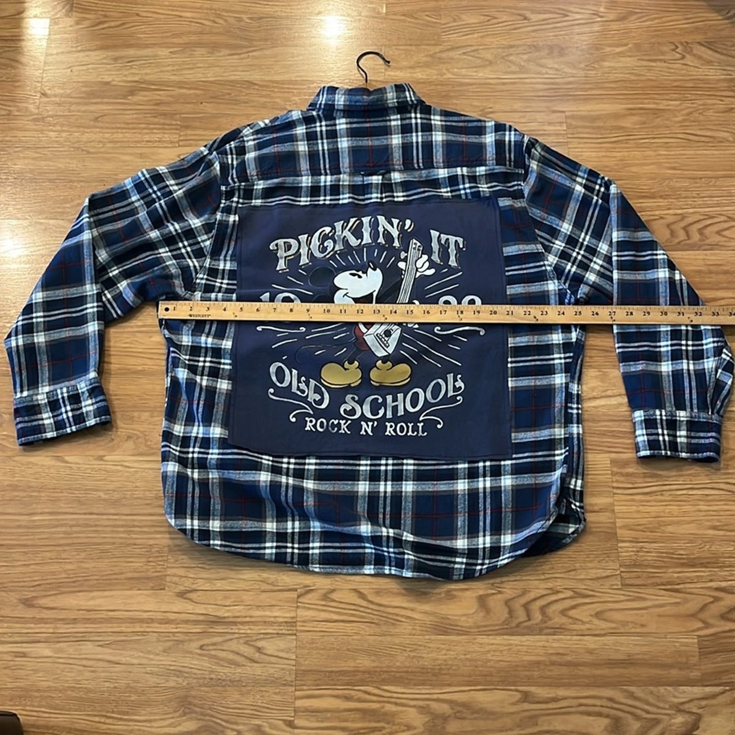 Mickey Mouse Disney Old School Upcycled Flannel Shirt Unisex Size XL X-large