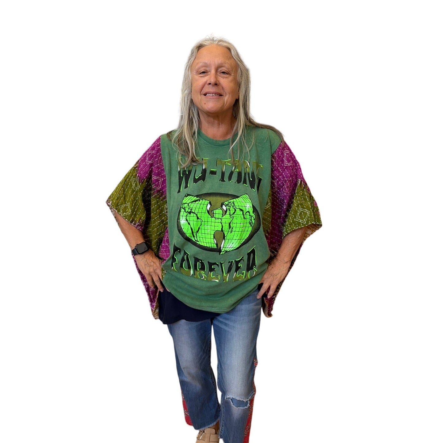 Wu-Tang Upcycled Kantha Tunic Top Shirt OS Handmade Boho