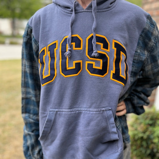 UCSD University of California San Diejo Flannel Shirt/Sweatshirt upcycled