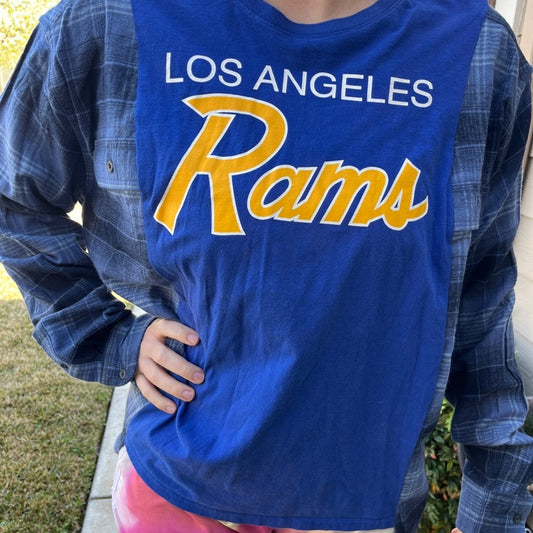 Los Angeles Rams LA Flannel Shirt / Sweatshirt upcycled unisex one size