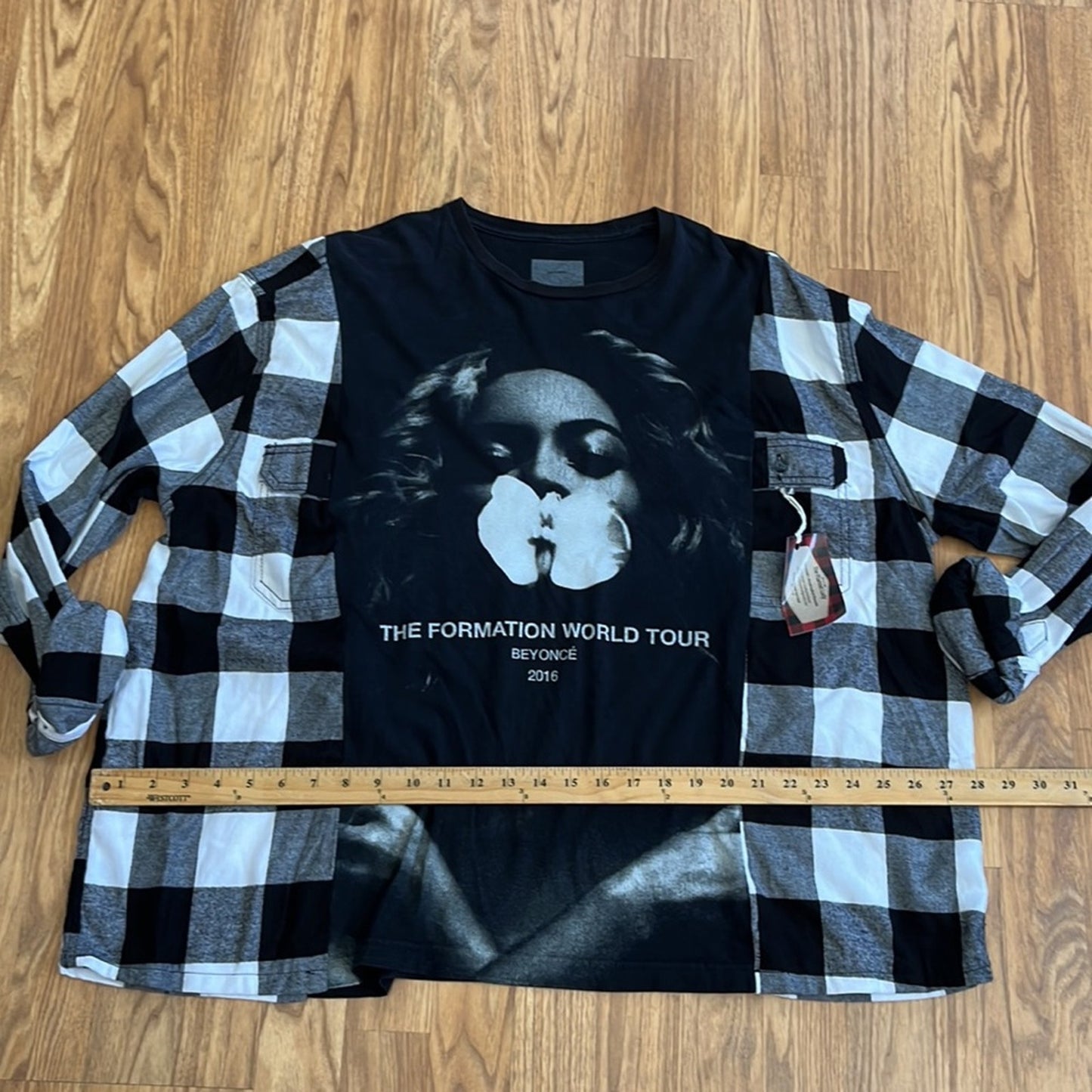 Beyoncé flannel shirt sweatshirt upcycled one of a kind unisex one size