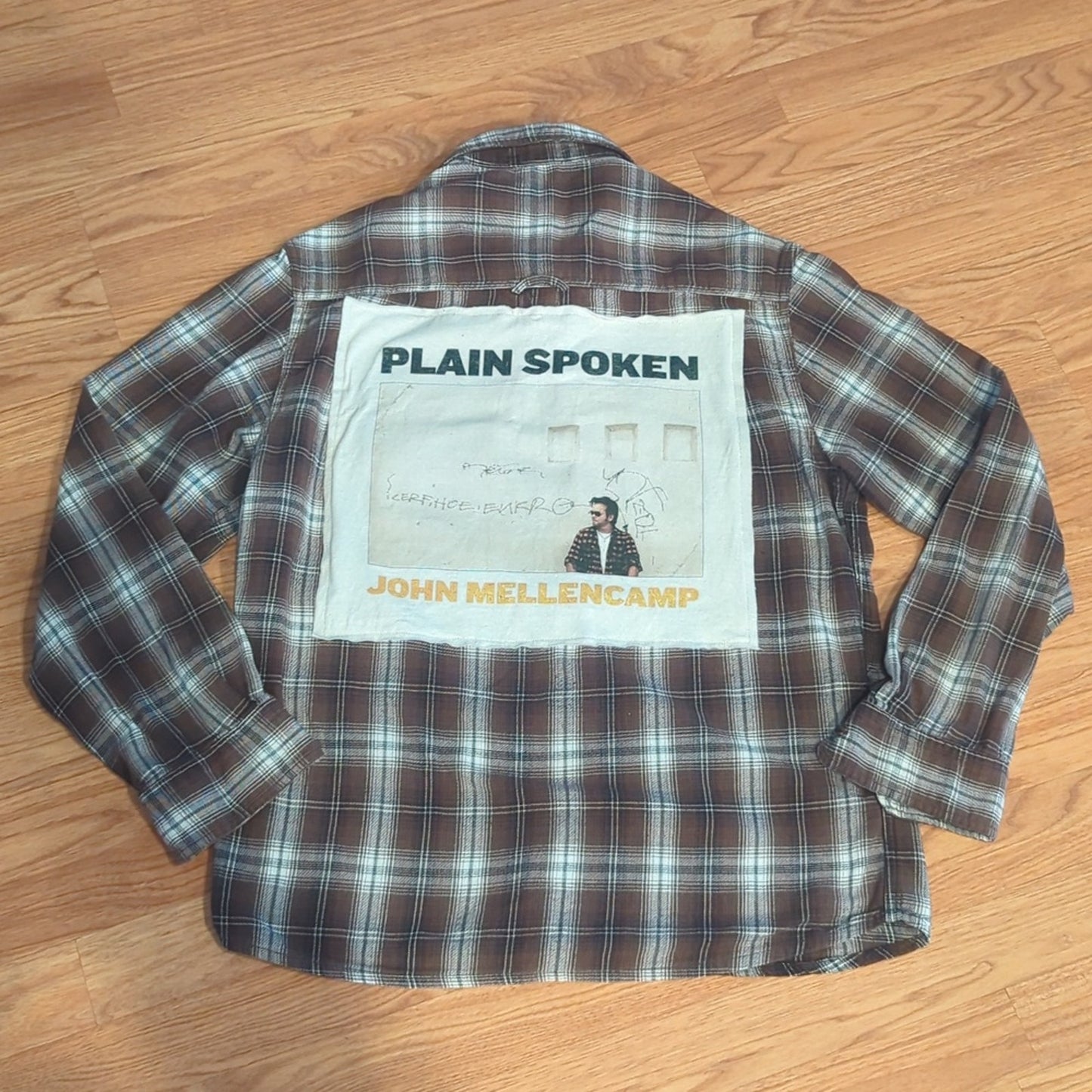 John Mellencamp Flannel Shirt Upcycled unisex Size Large L