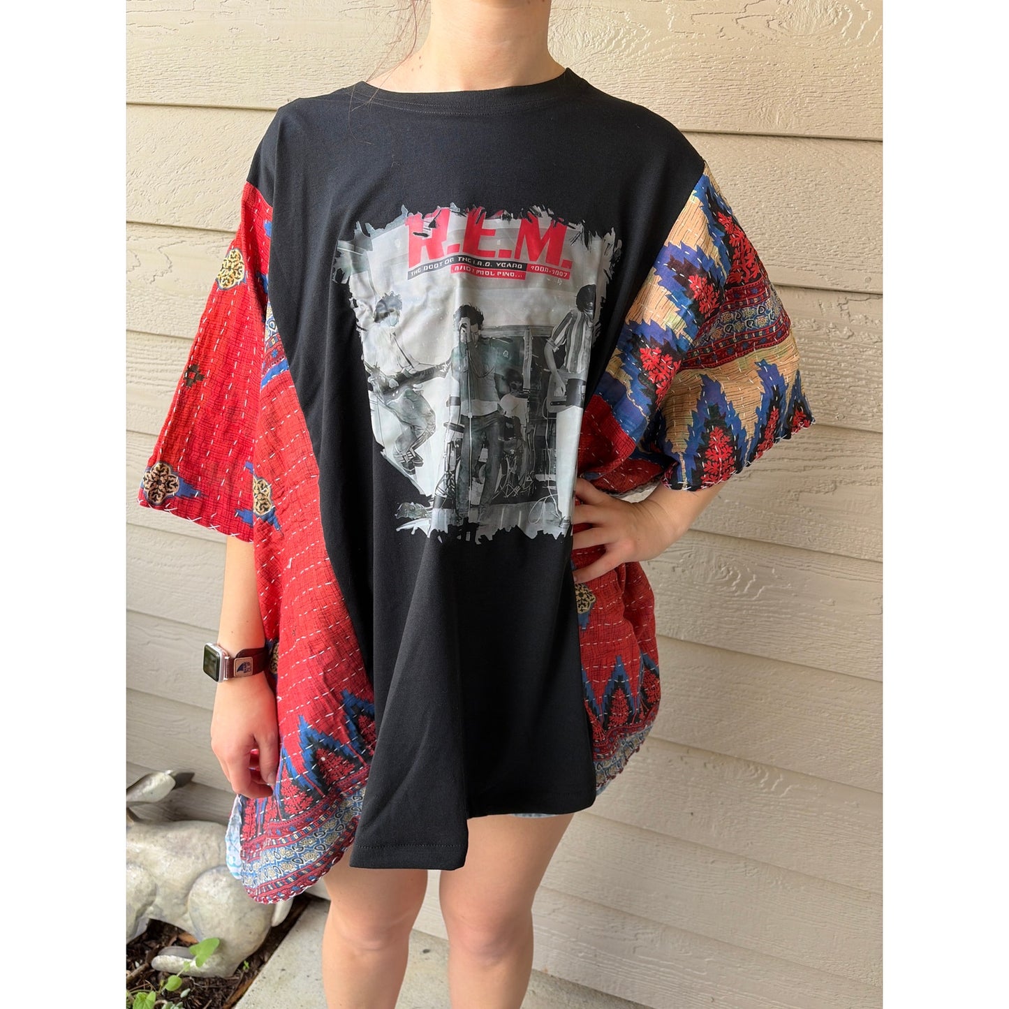 R.E.M. REM Upcycled Kantha Tunic Tops Shirt OS Handmade Boho