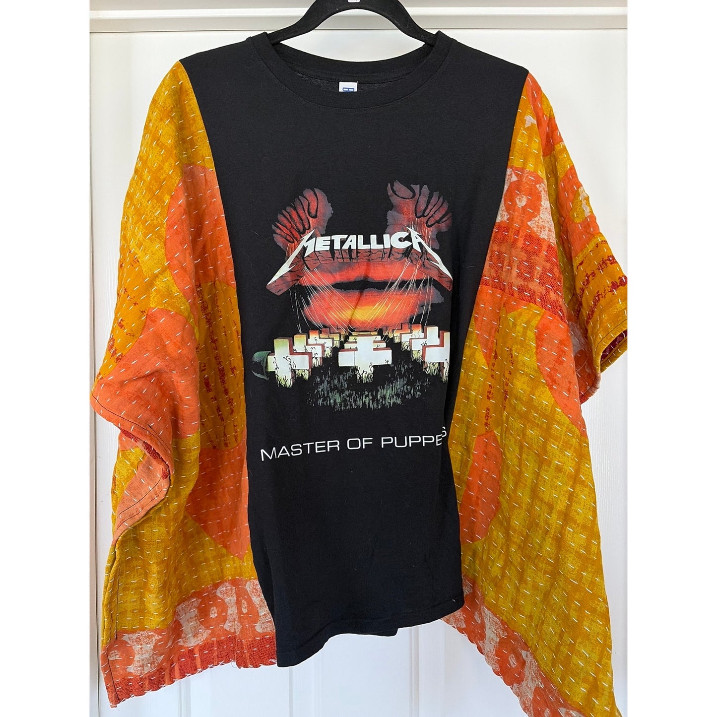 Metallica Upcycled Kantha Tunic Top Shirt OS Handmade Boho