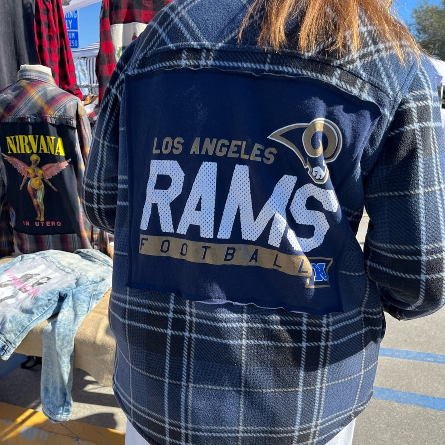 Los Angeles Rams Football NFL Fleece Jacket upcycled unsex Size Medium M