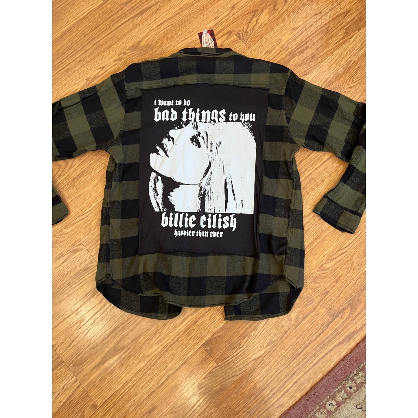 Billie Eilish Flannel Shirt upcycled one of a kind upcycled one of a kind unisex XL