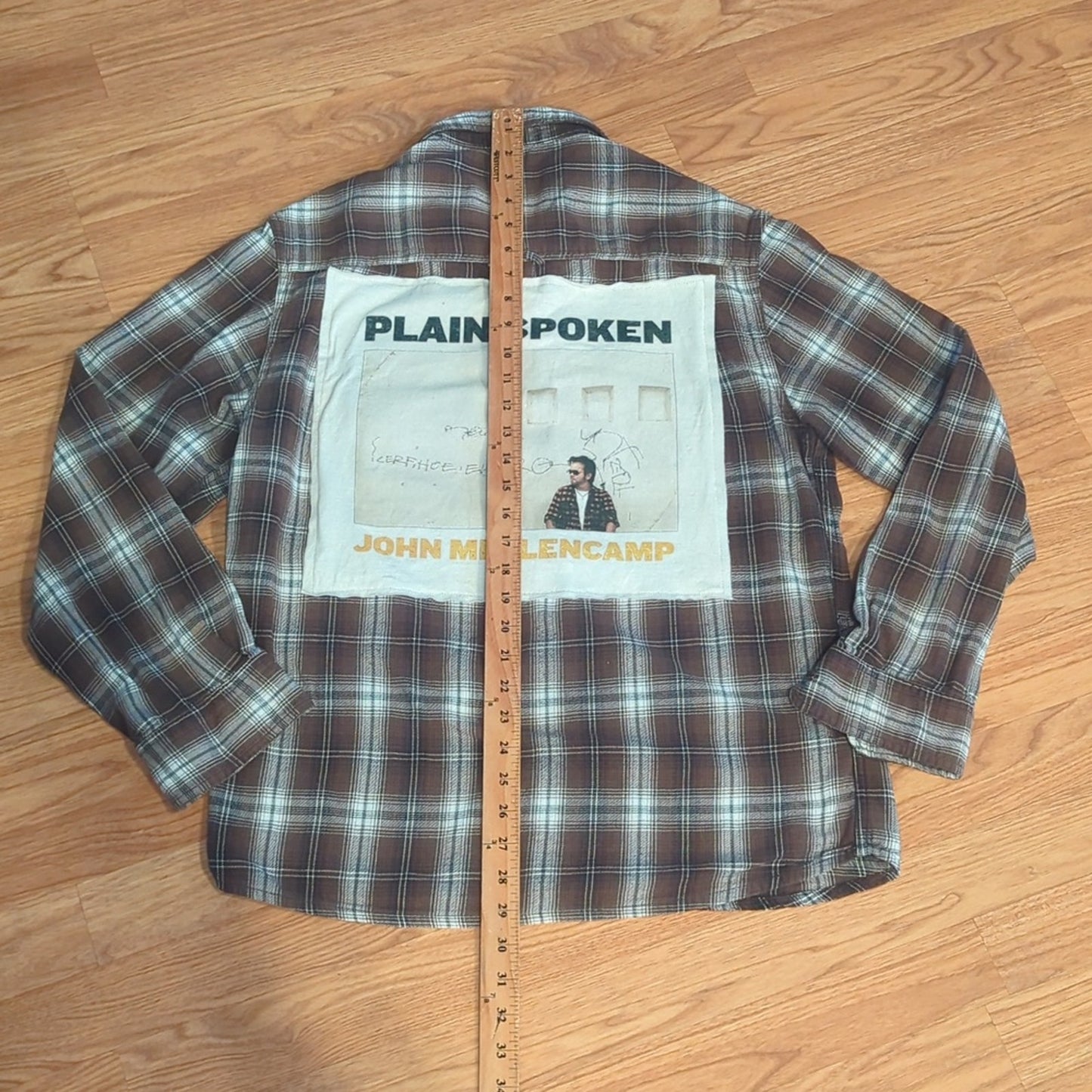 John Mellencamp Flannel Shirt Upcycled unisex Size Large L