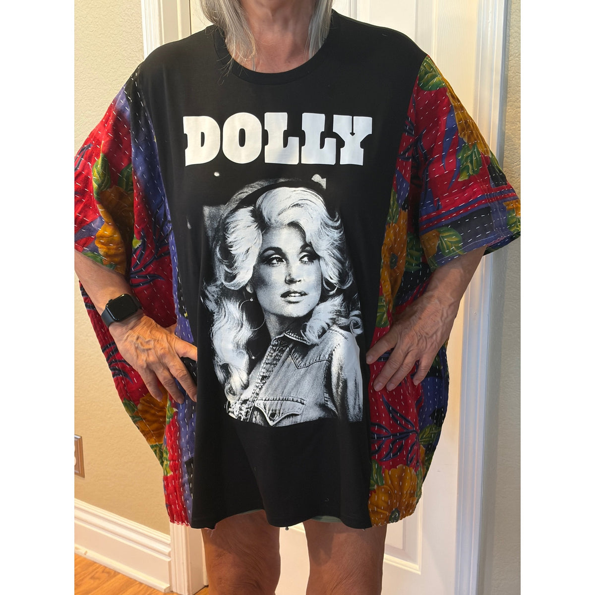 Dolly Parton Upcycled Kantha Tunic Top Shirt OS Handmade Boho