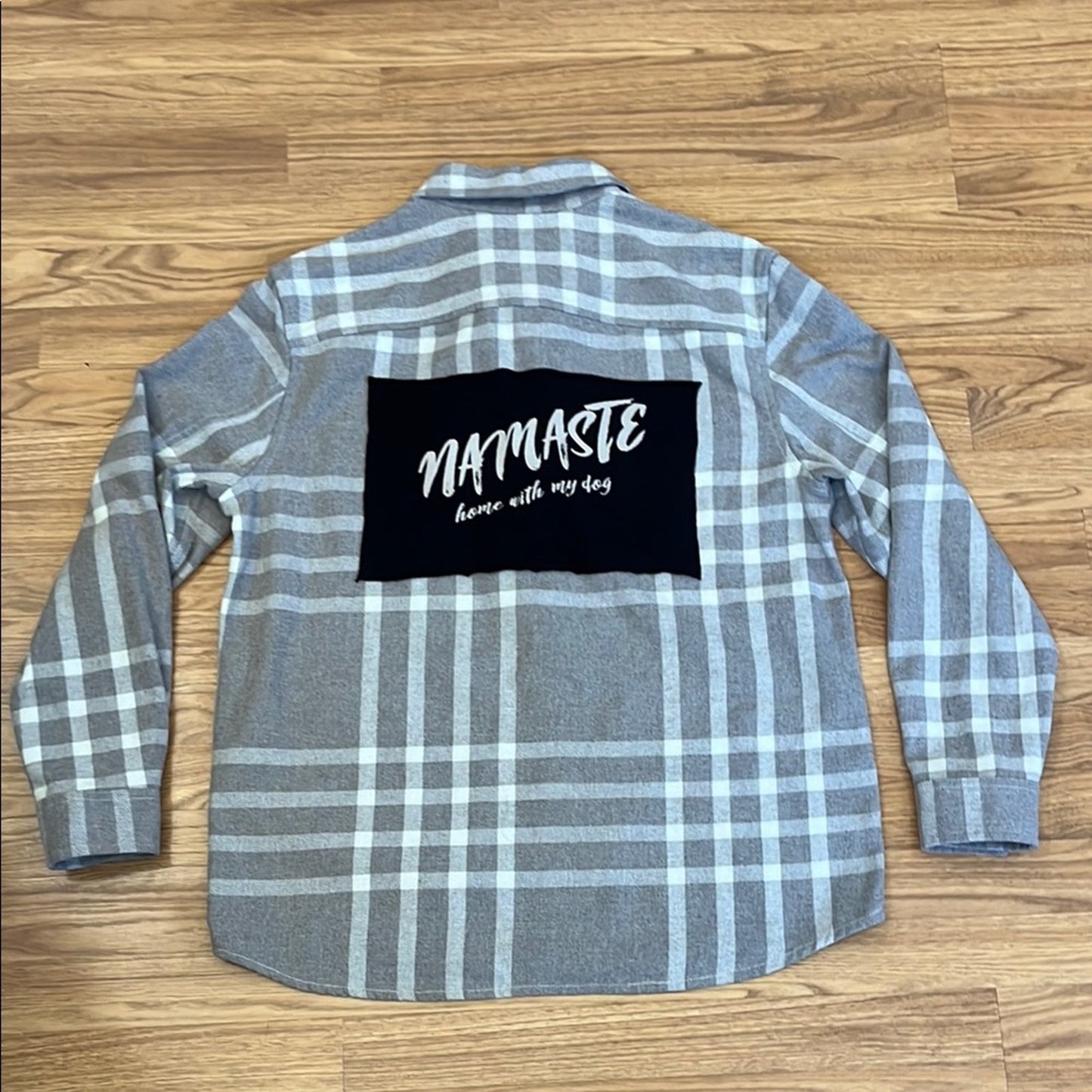 Namaste Home with My Dog Upcycled Flannel Jackets Size Large L