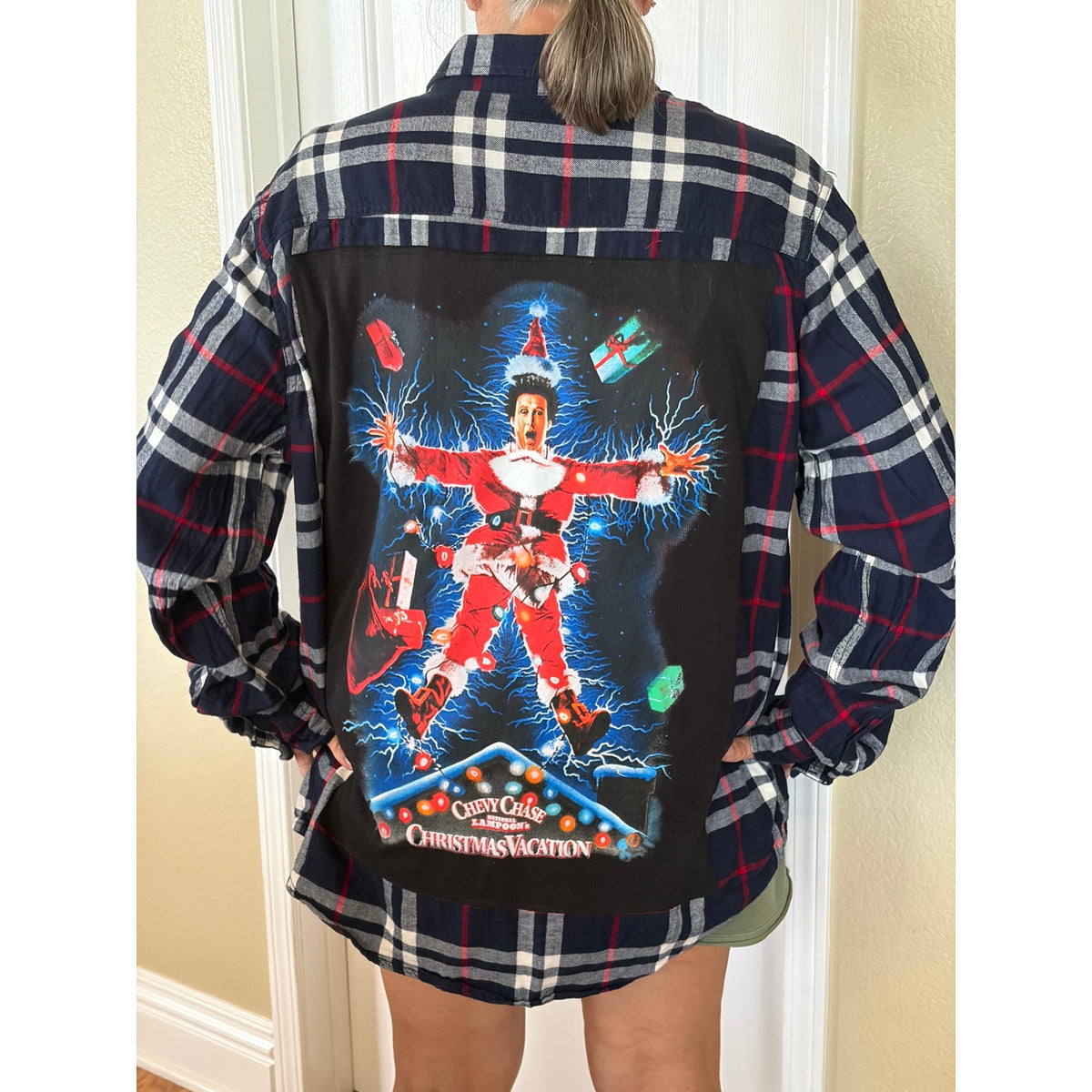 Chevy Chase Christmas Vacation Upcycled Flannel Shirt Unisex 2XLT 2XL Tall