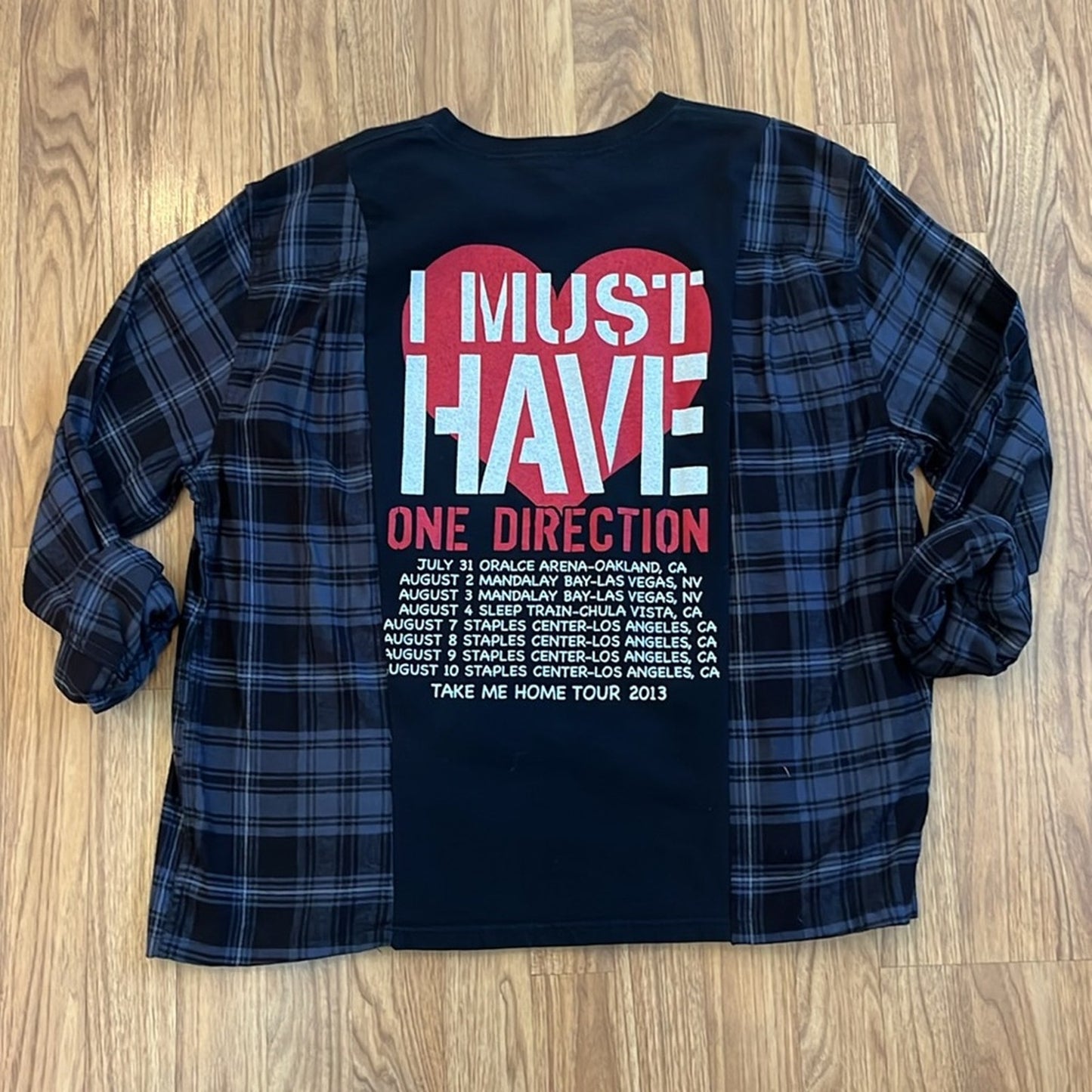 One Direction Flannel Sweatshirt Top upcycle one Size