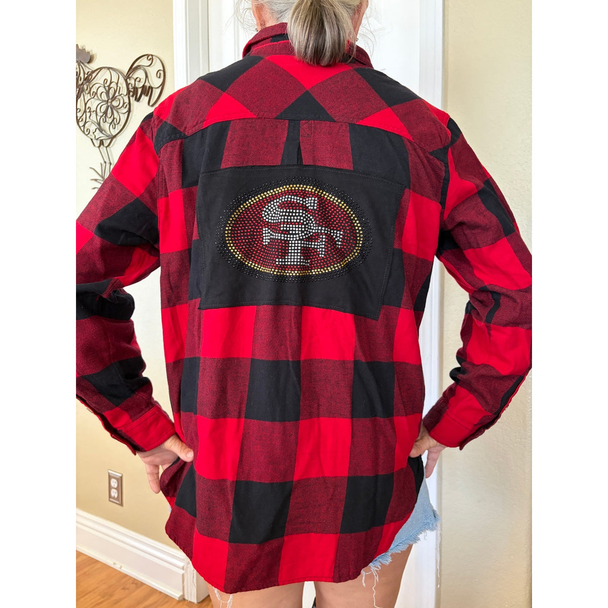San Francisco 49ers NFL Upcycled Flannel Shirt XL X-large
