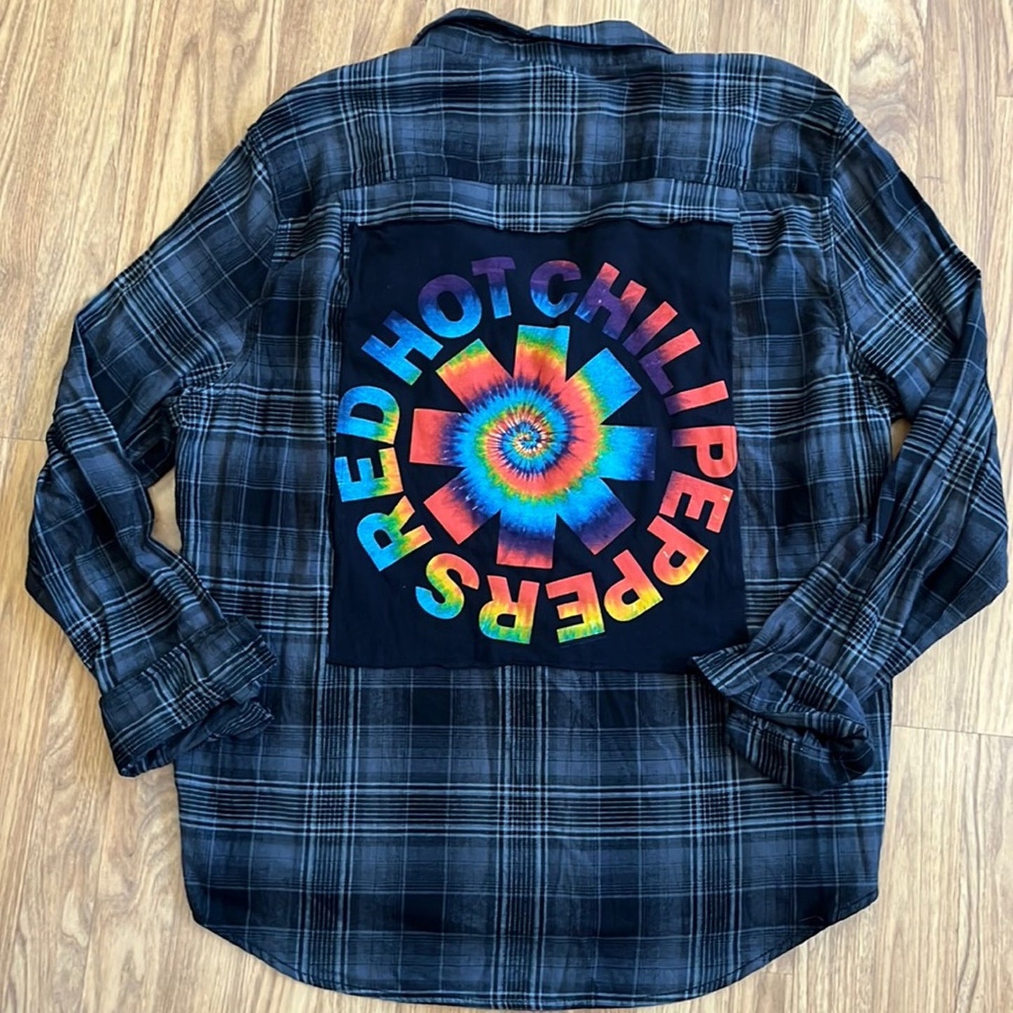 Red Hot Chilie Peppers Flannel Shirt upcycled one of a kind unisex 3XL