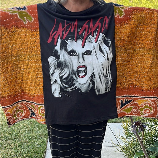 Lady Gaga Upcycled Kantha Tunic Top Shirt OS Handmade Bohemian Hippie
