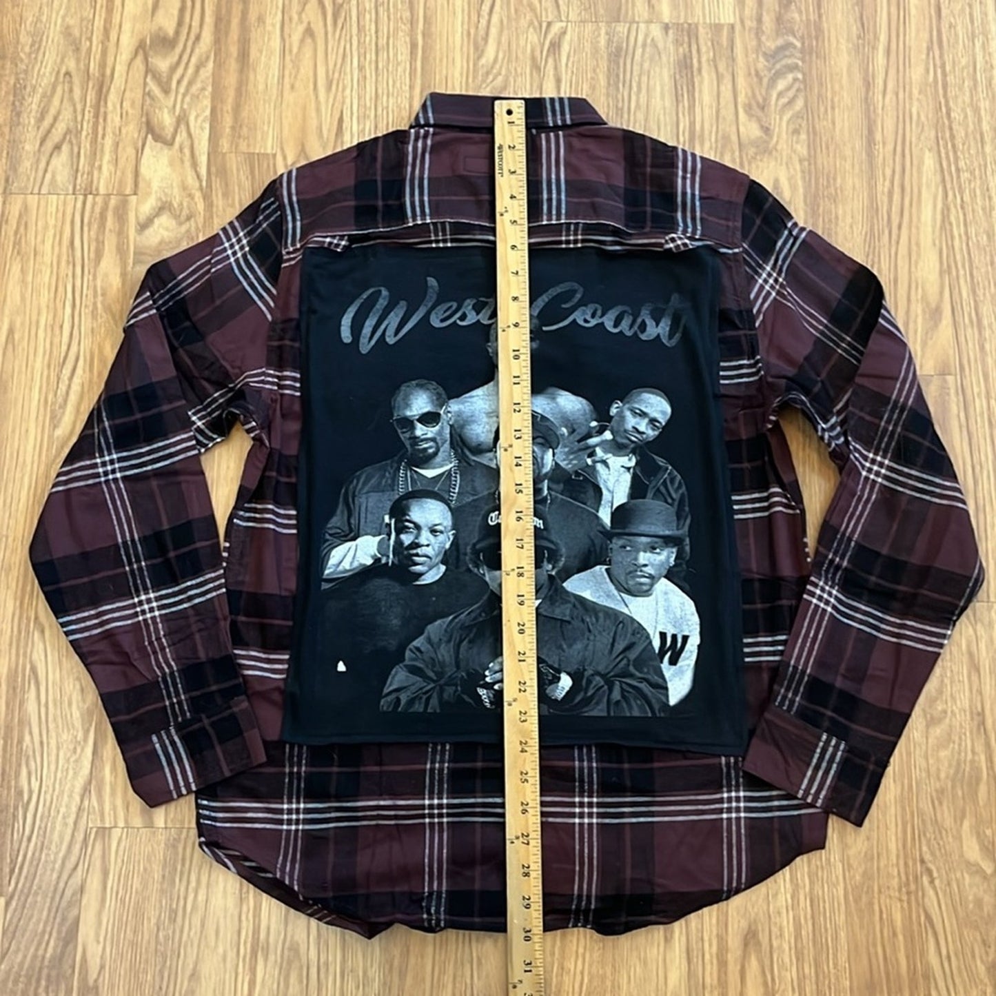 West Coast Rappers Flannel Shirt upcycled unisex size medium M