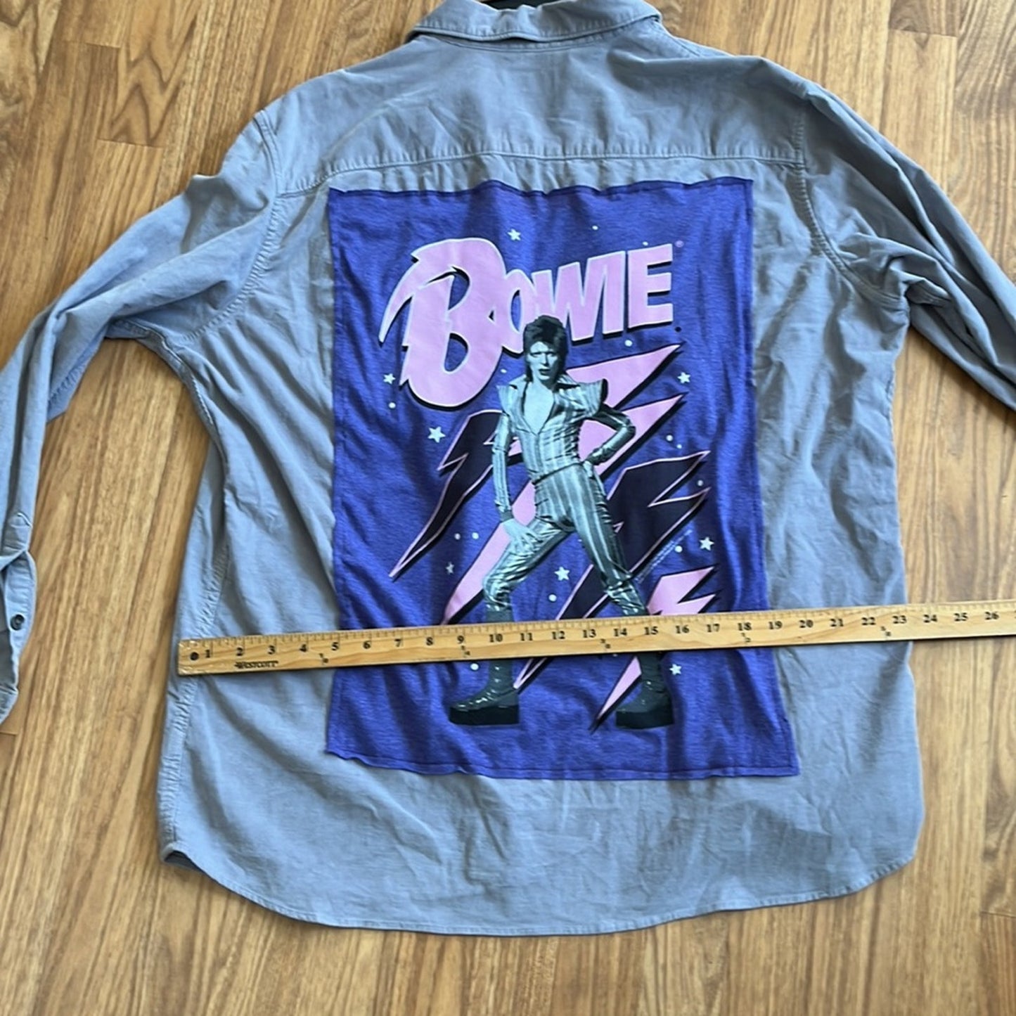 David Bowie corderoy shirt upcycled one of a kind size XL