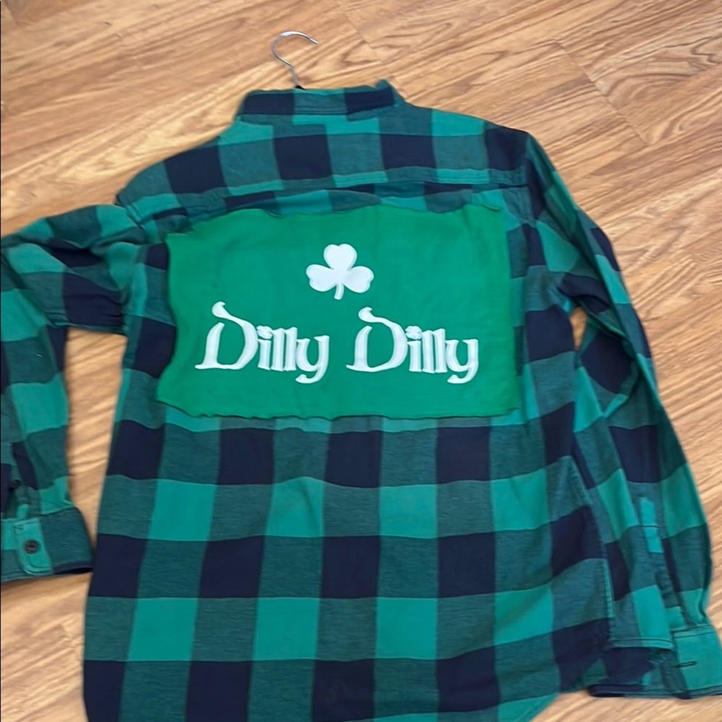 Dilly Dilly St. Patty's Day Upcycled Flannel Shirt Handmade Unisex Size Medium M