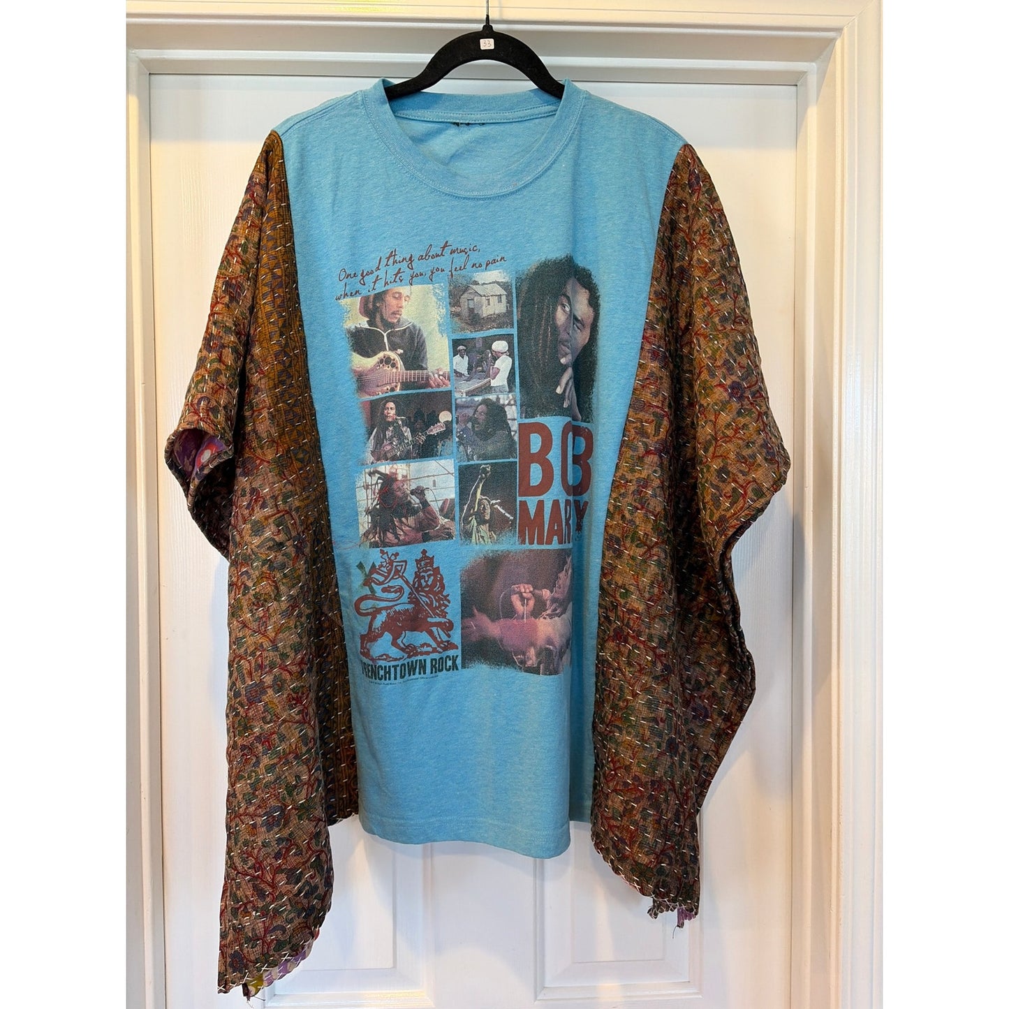 Bob Marley Upcycled Kantha Tunic Top Shirt OS Handmade Boho