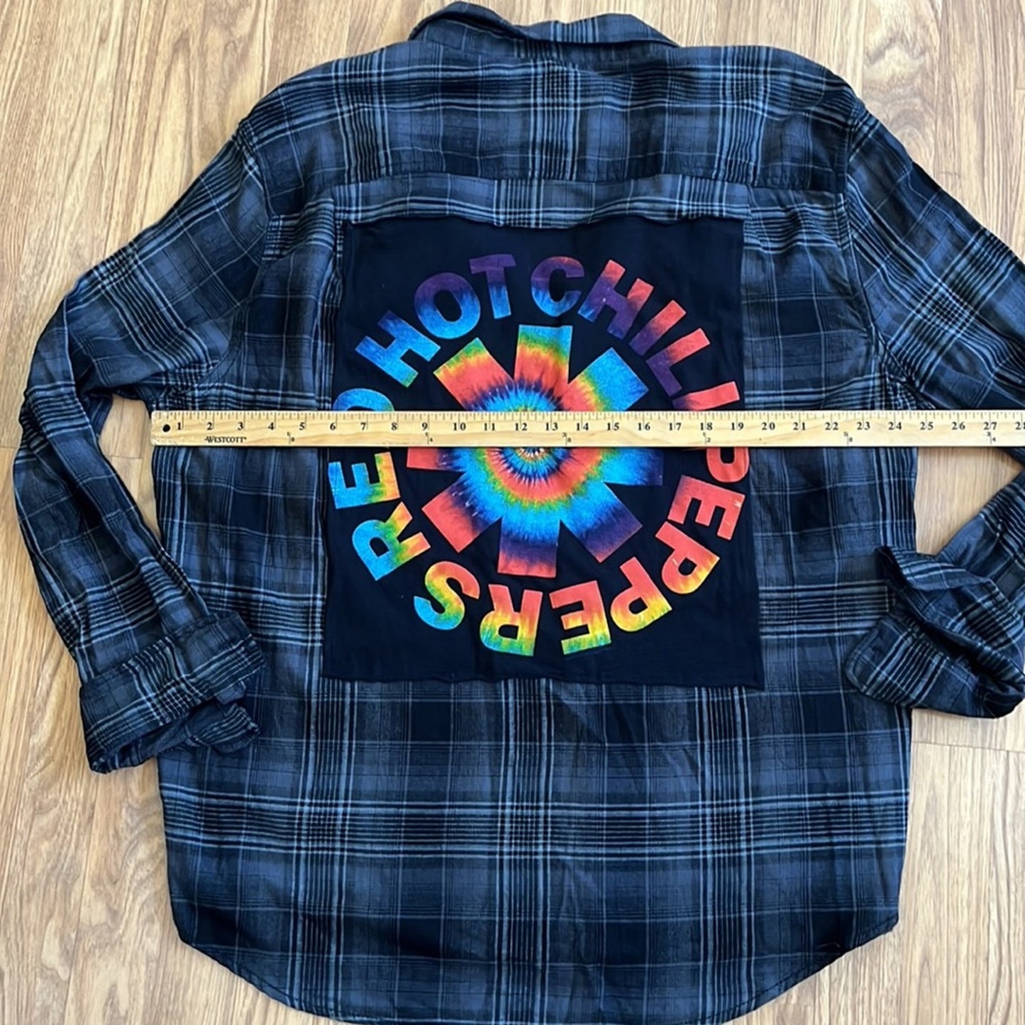 Red Hot Chilie Peppers Flannel Shirt upcycled one of a kind unisex 3XL
